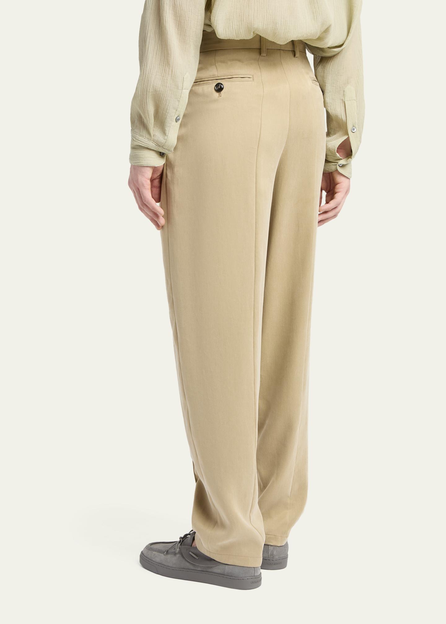 Giorgio Armani Men's Cotton and Lyocell Straight-Leg Pleated