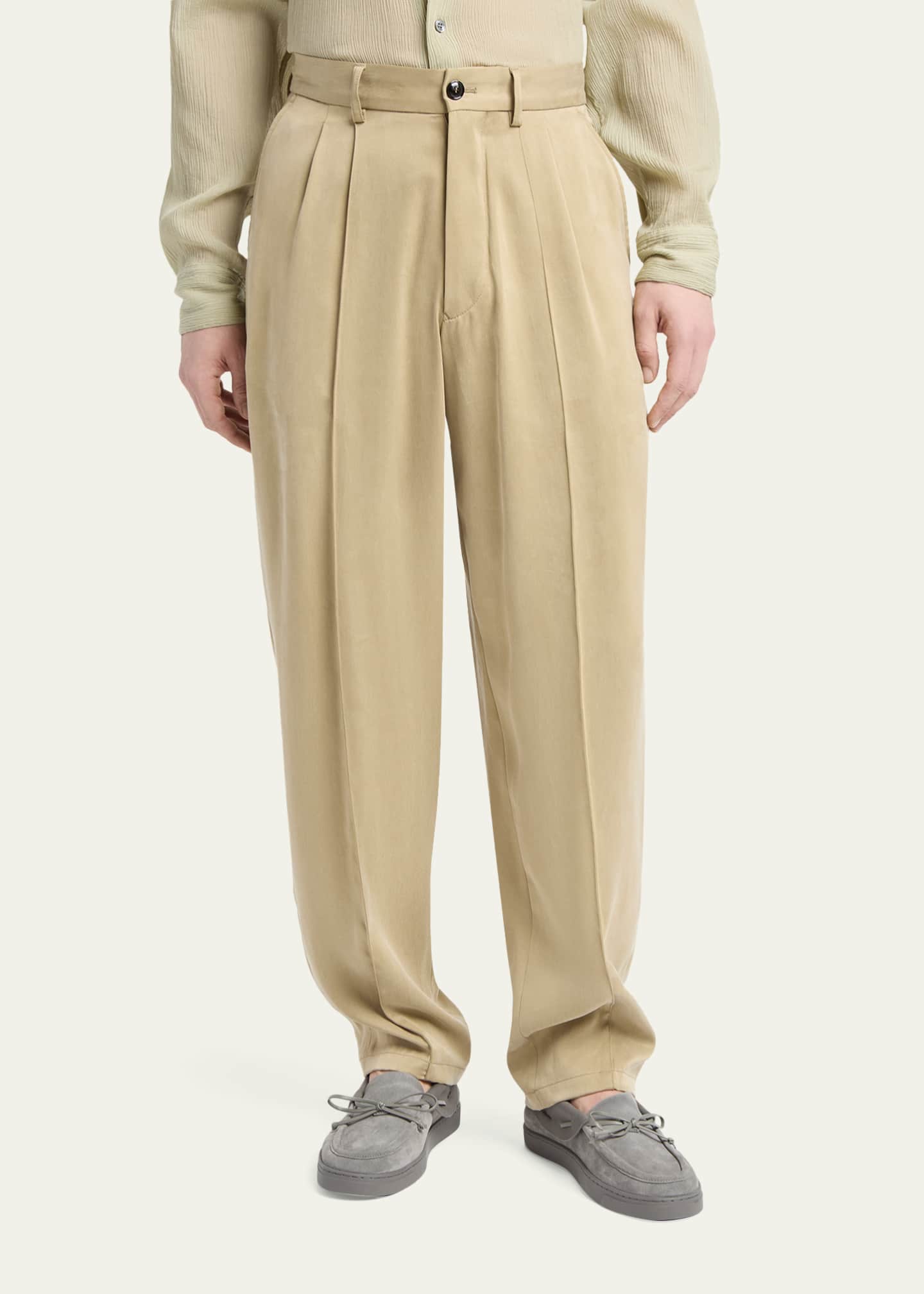 Giorgio Armani Men's Cotton and Lyocell Straight-Leg Pleated
