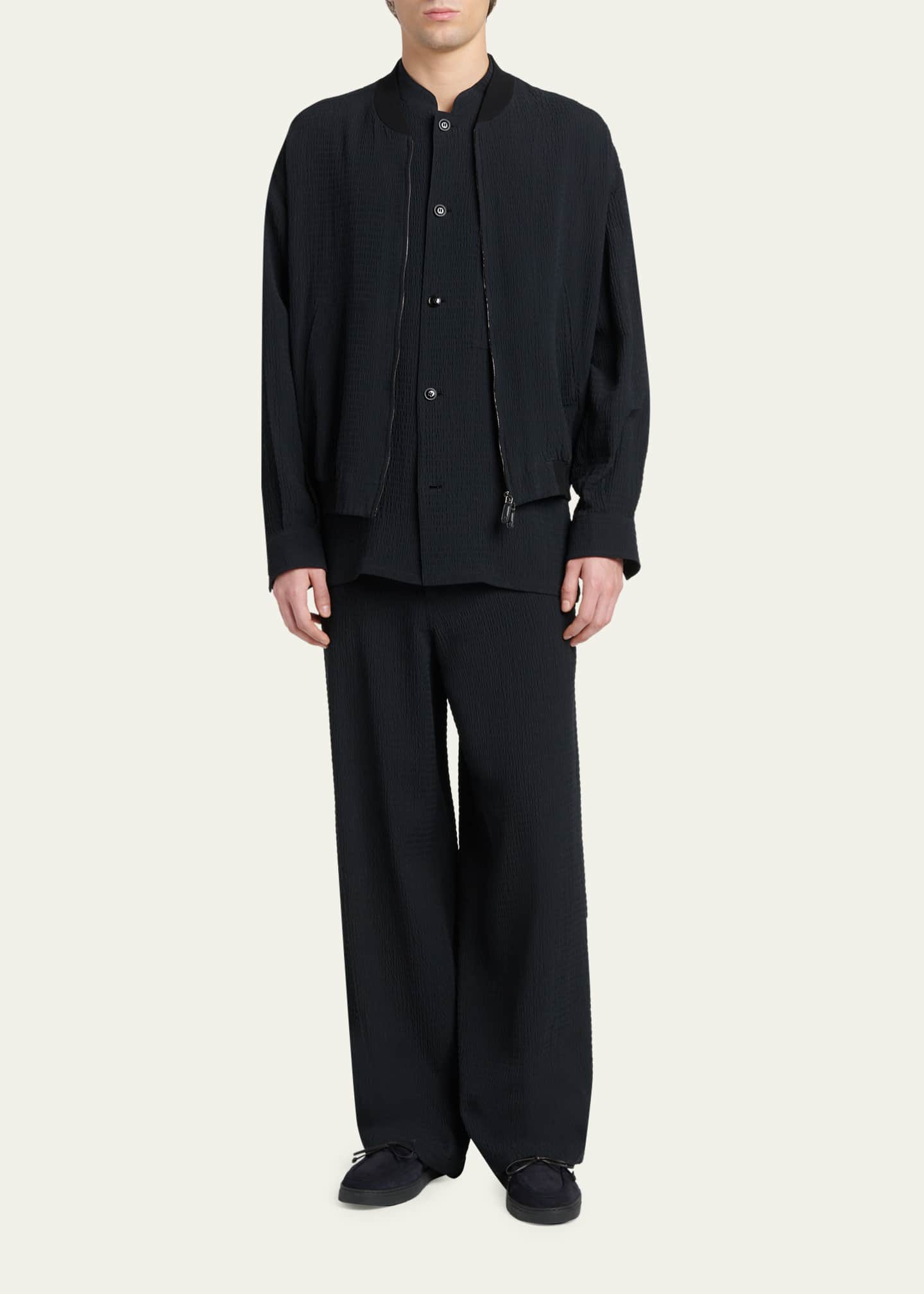 Giorgio Armani Men's Seersucker Full-Zip Bomber Jacket - Bergdorf