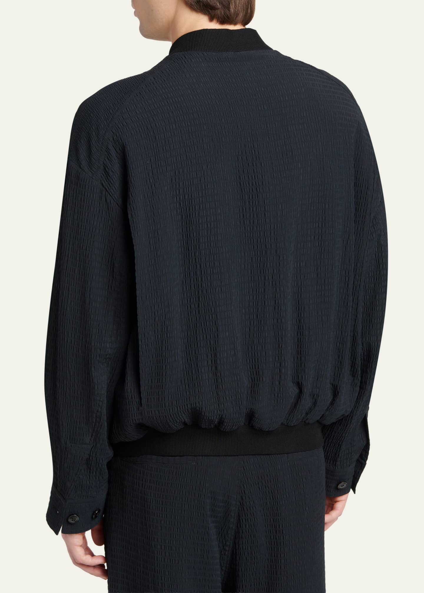 Giorgio Armani Men's Seersucker Full-Zip Bomber Jacket - Bergdorf