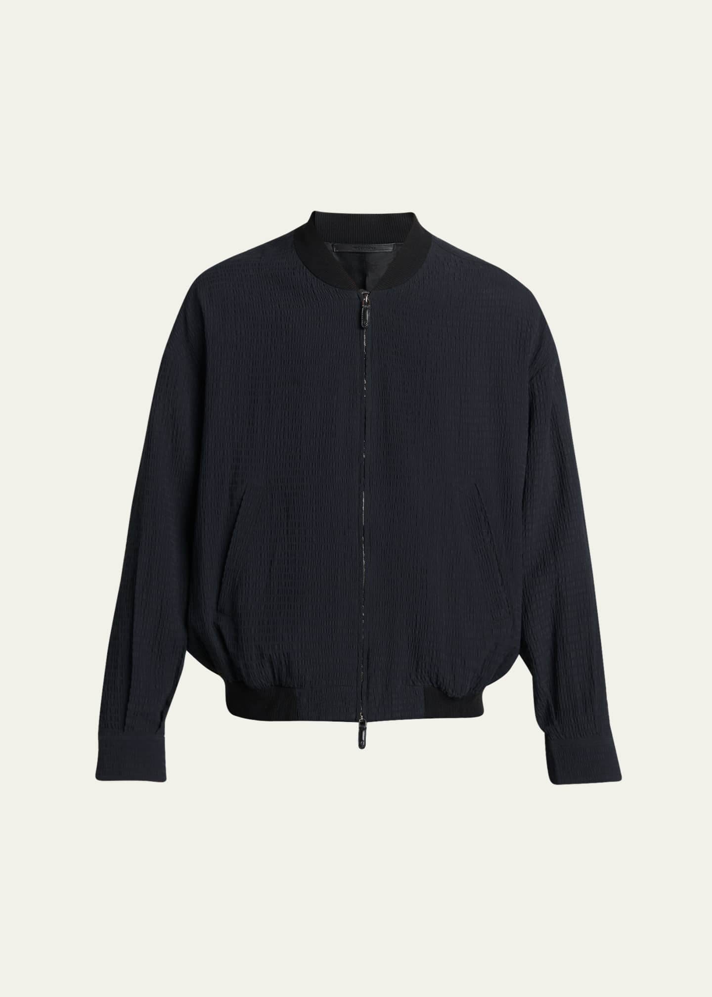 Giorgio Armani Men's Seersucker Full-Zip Bomber Jacket - Bergdorf