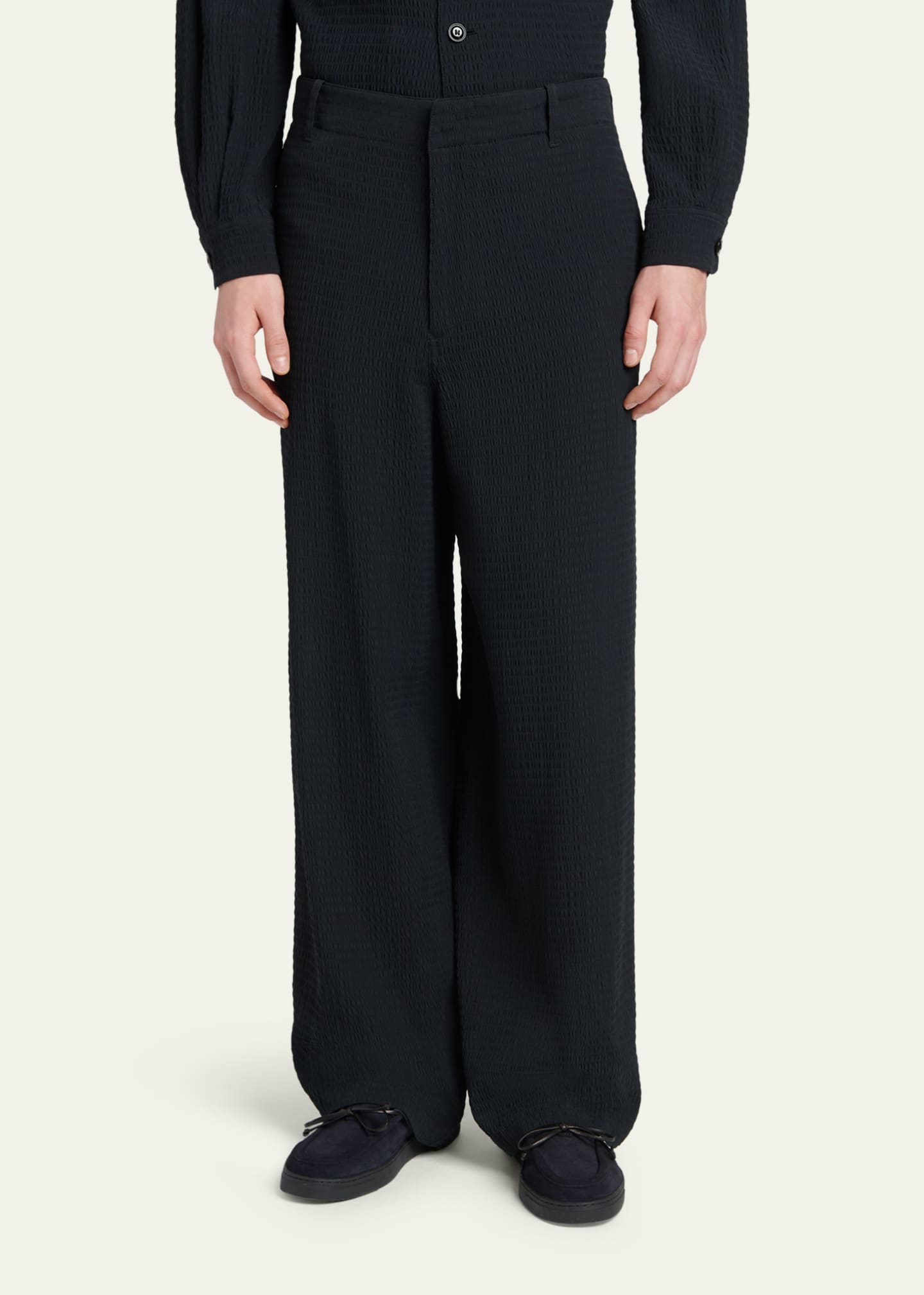 Giorgio Armani Men's Seersucker Wide-Leg Trousers - Bergdorf Goodman