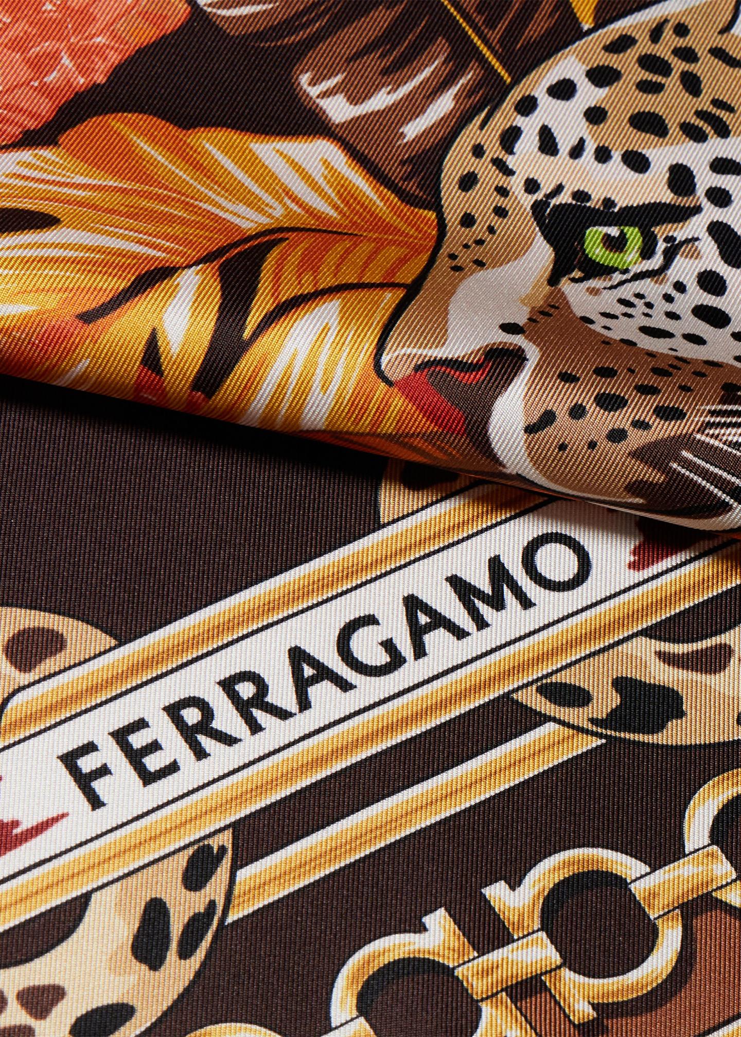 FERRAGAMO Feline-Print Silk Foulard - Bergdorf Goodman
