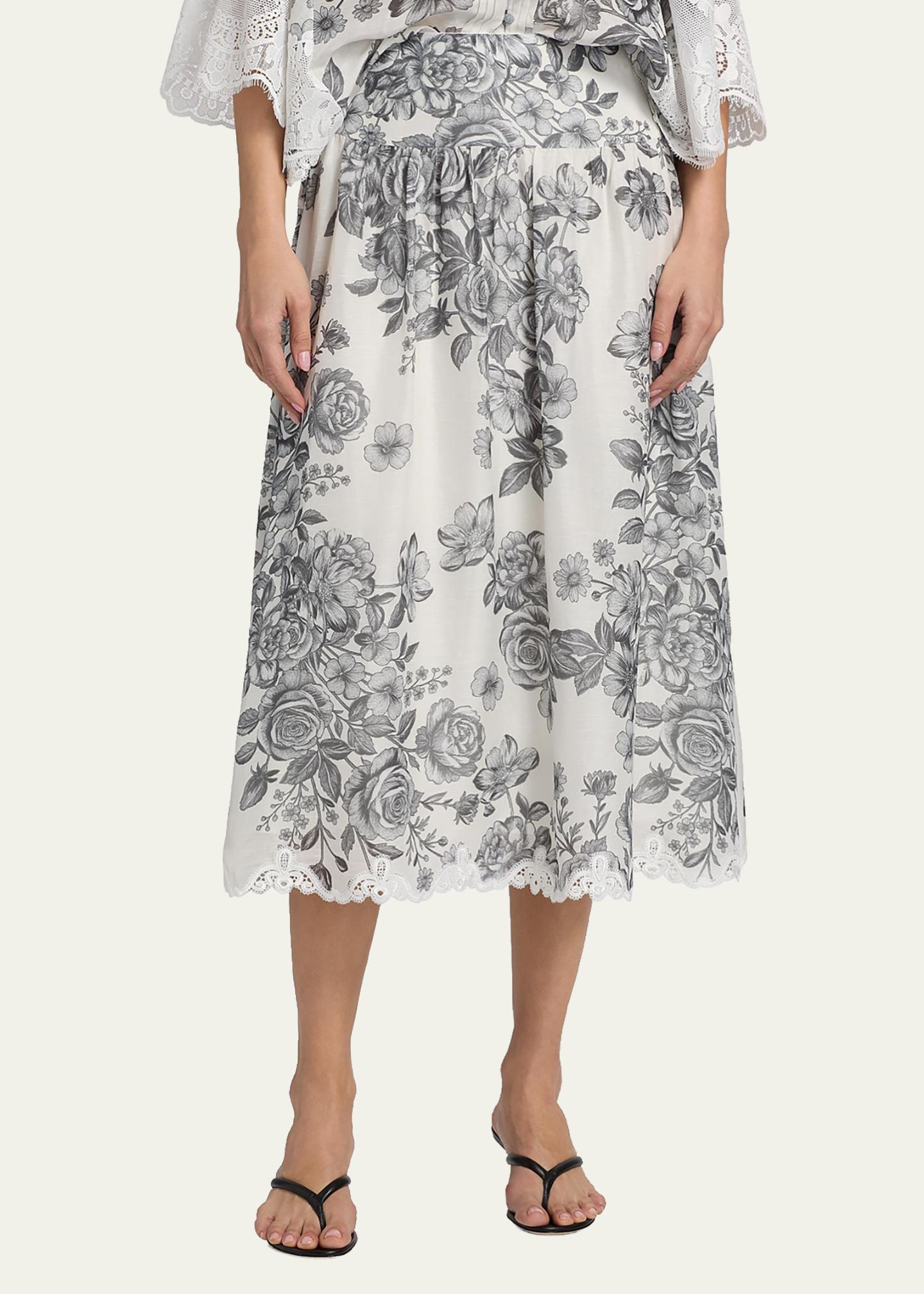 Kobi Halperin Lidia Floral-Print Midi Skirt - Bergdorf Goodman