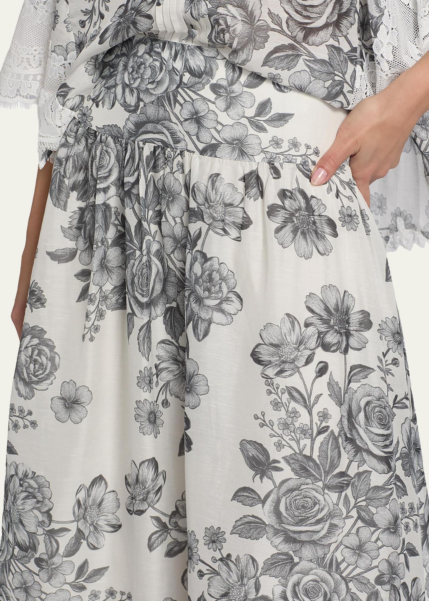 Kobi Halperin Lidia Floral-Print Midi Skirt - Bergdorf Goodman