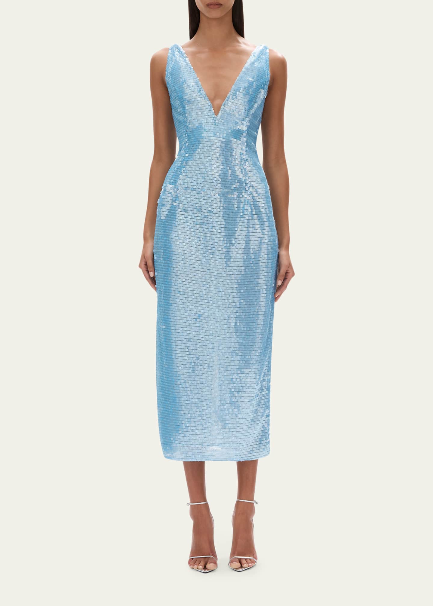 rachel gilbert blue sequin dress Rachel Gilbert Elio Sequin-embellished Midi Dress- Blue