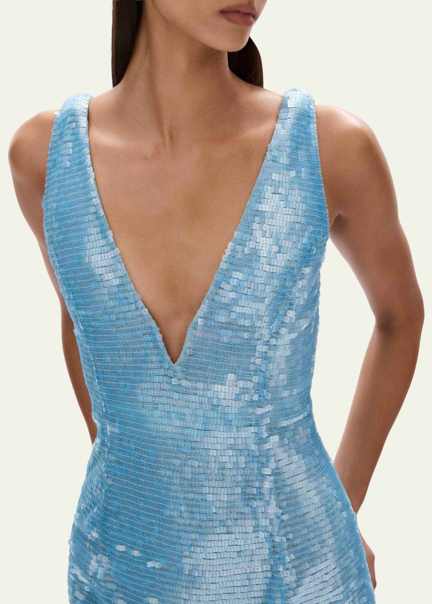 rachel gilbert blue sequin dress Rachel Gilbert Elio Sequin-embellished Midi Dress- Blue