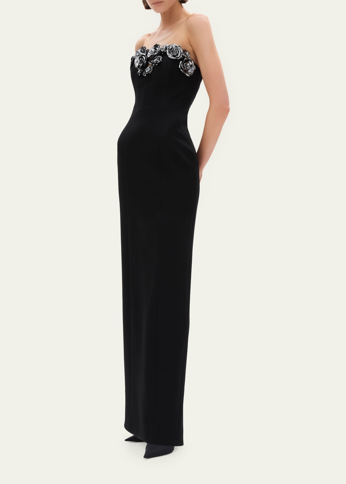 rachel gilbert evening dresses Rachel Gilbert Pierre Strapless Embroidered Tulle Column Gown, Women's,