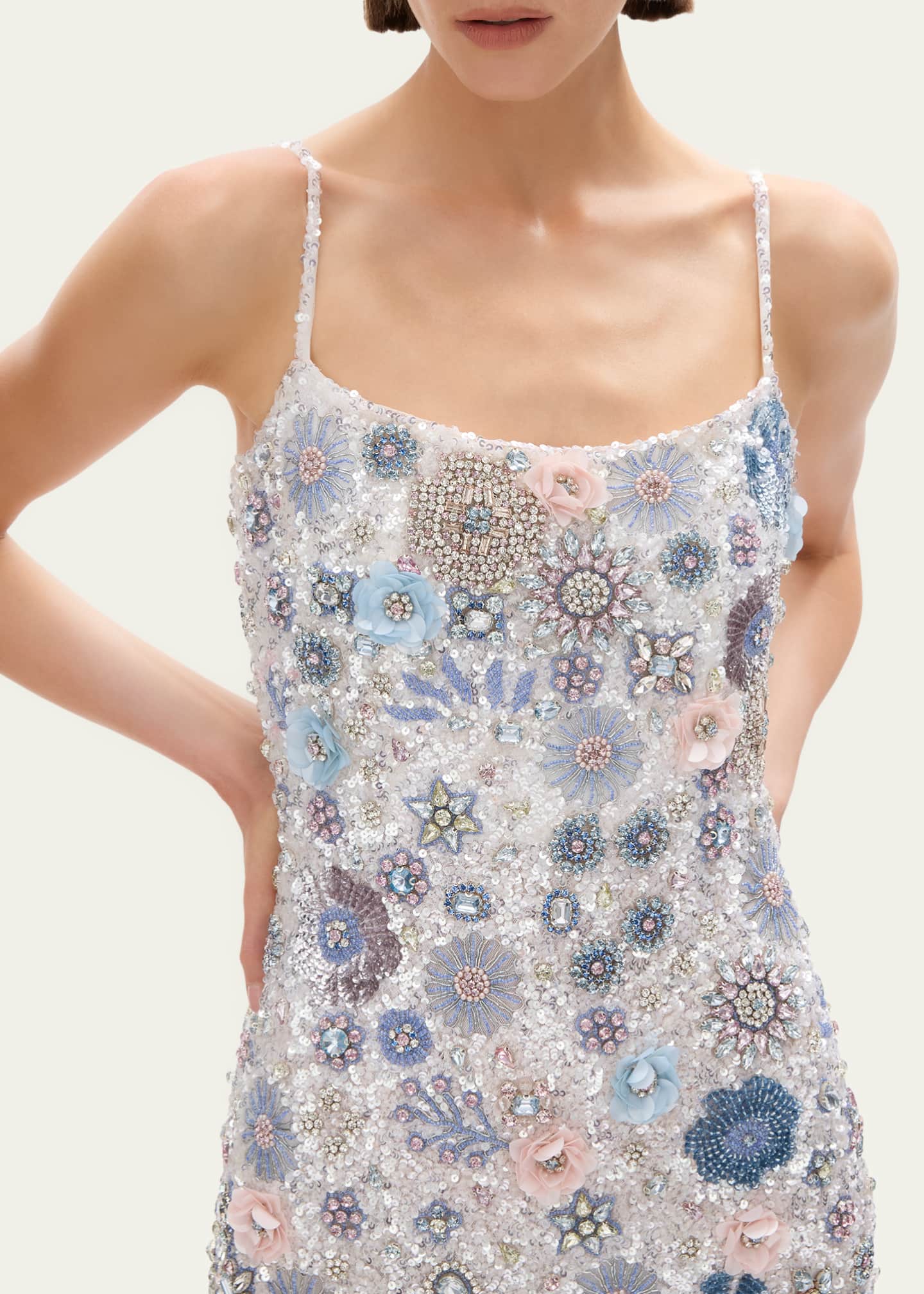 rachel gilbert beaded dress Rachel Gilbert Pierre Strap Beaded Column Midi Dress, Women's,
