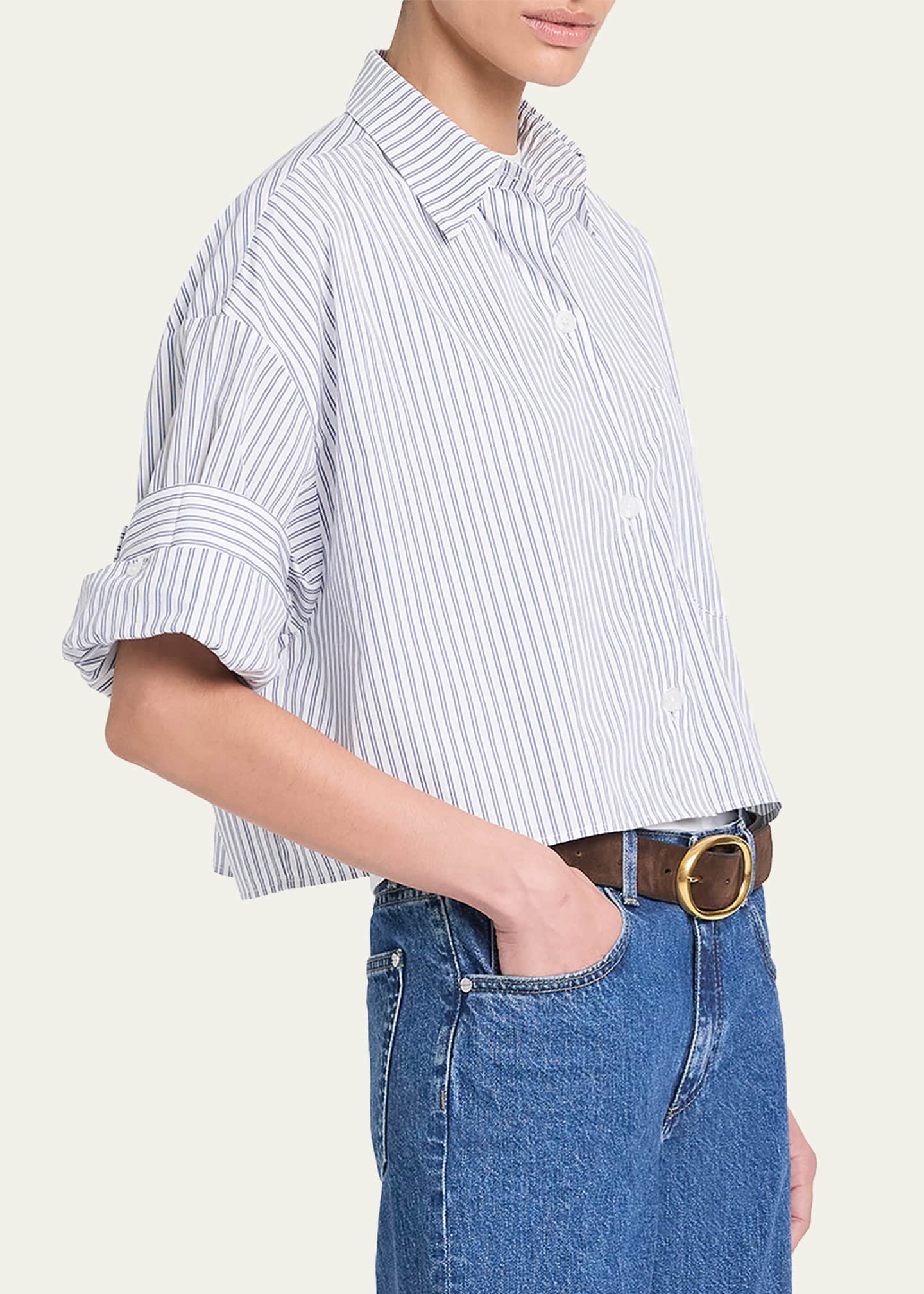 TWP Next Ex Striped Cropped Shirt - Bergdorf Goodman