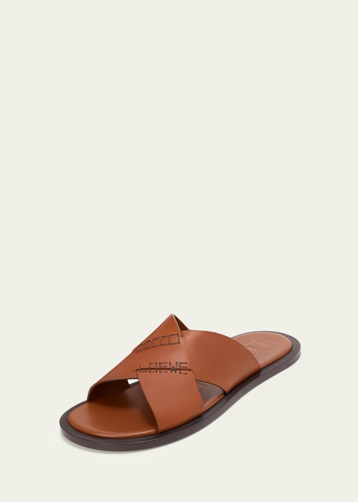 Loewe x Paula's Ibiza Men's Flex Crisscross Leather Slide Sandals