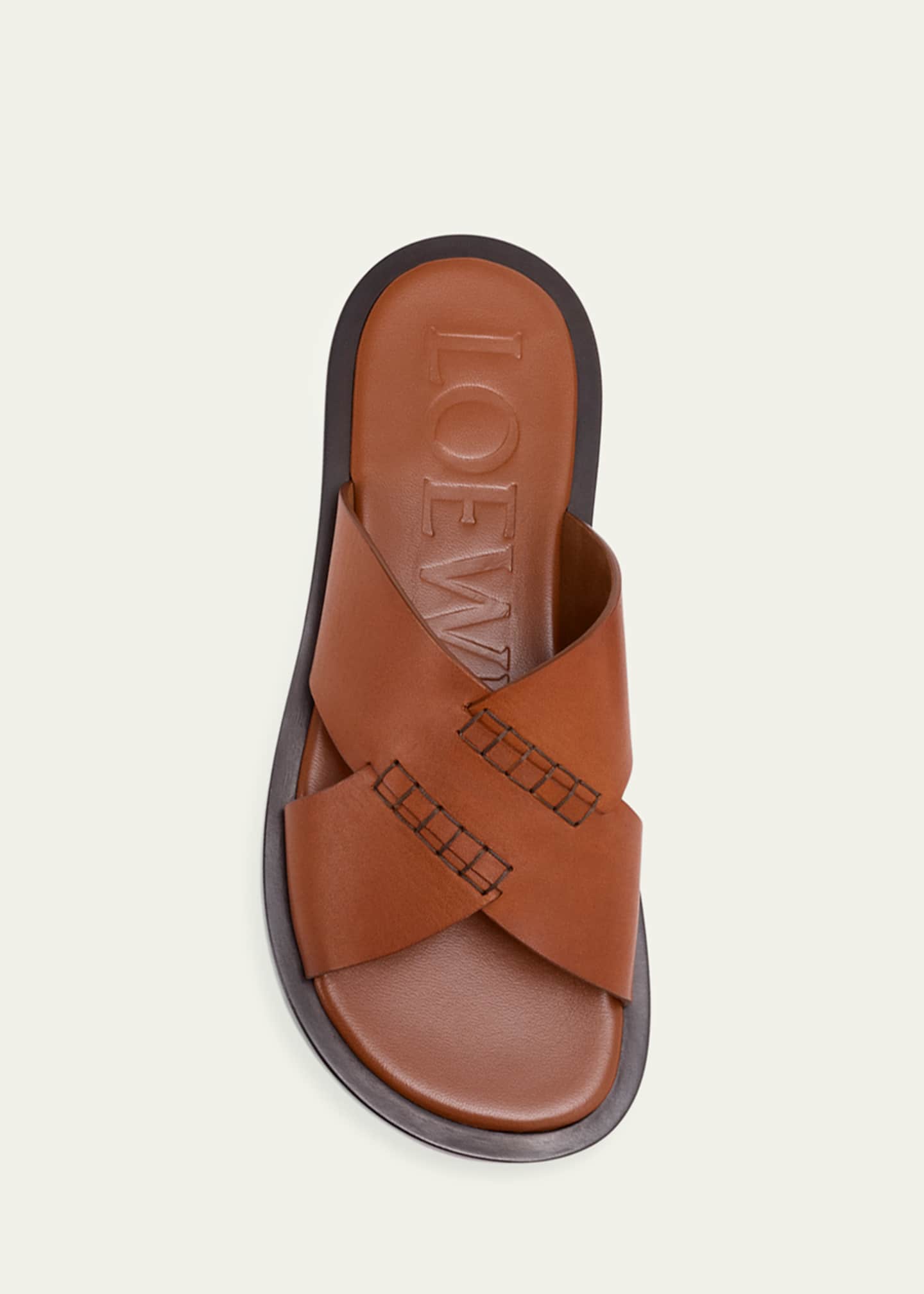 Loewe x Paula's Ibiza Men's Flex Crisscross Leather Slide Sandals