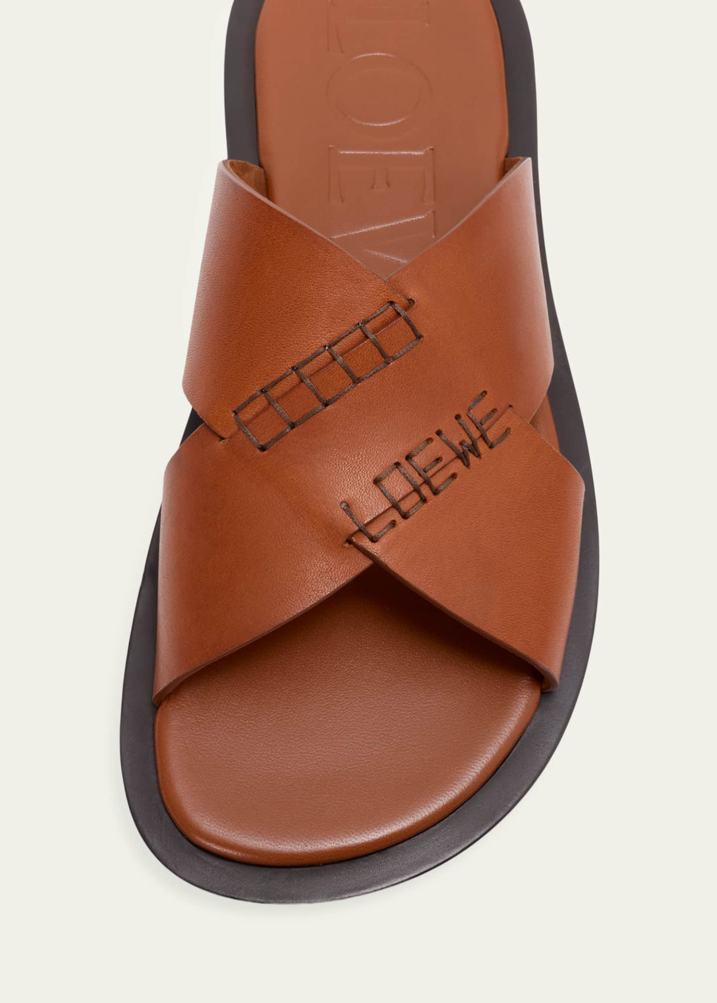 loewe テラコッタ グラディエーター風 サンダル Loewe x Paula's Ibiza Men's Flex Crisscross Leather Slide Sandals