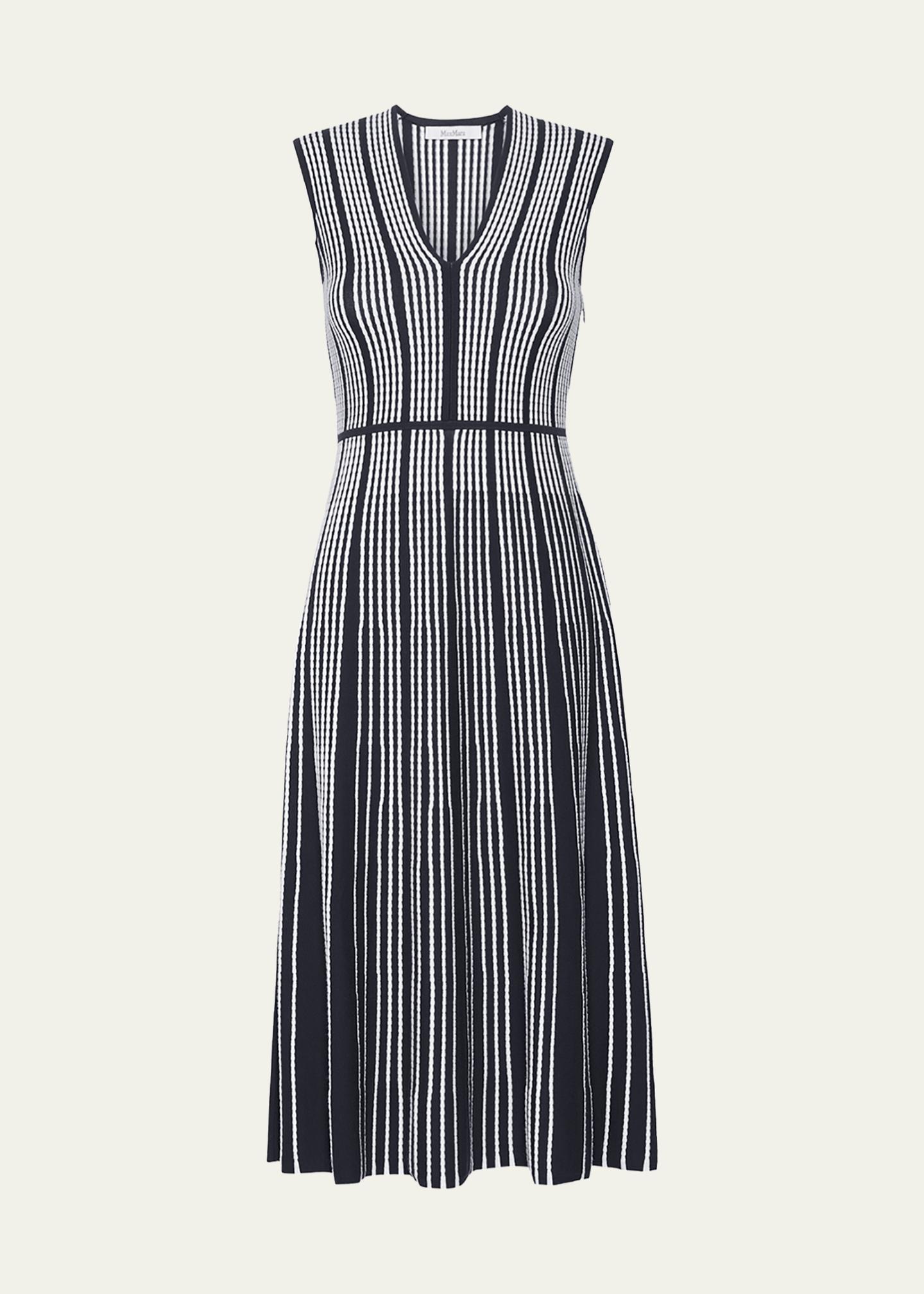 MaxMara シルク 絹 ストライプ柄 ノースリーブ ロングジレ ベスト Max Mara Agreste Single-Breasted Short-Sleeve Jacket - Bergdorf