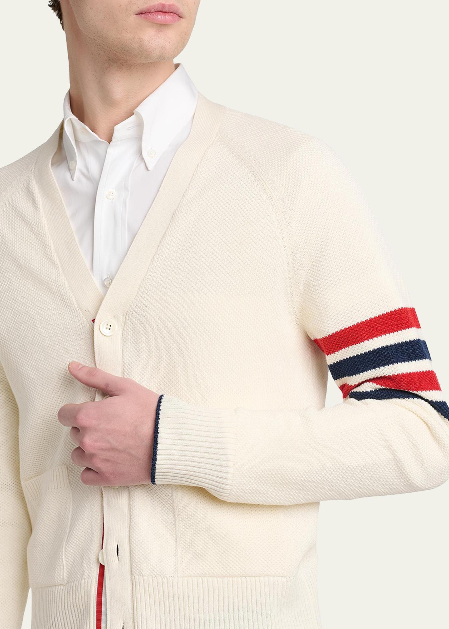 Thom Browne Men's Cotton and Linen 4-Bar Sleeve Cardigan