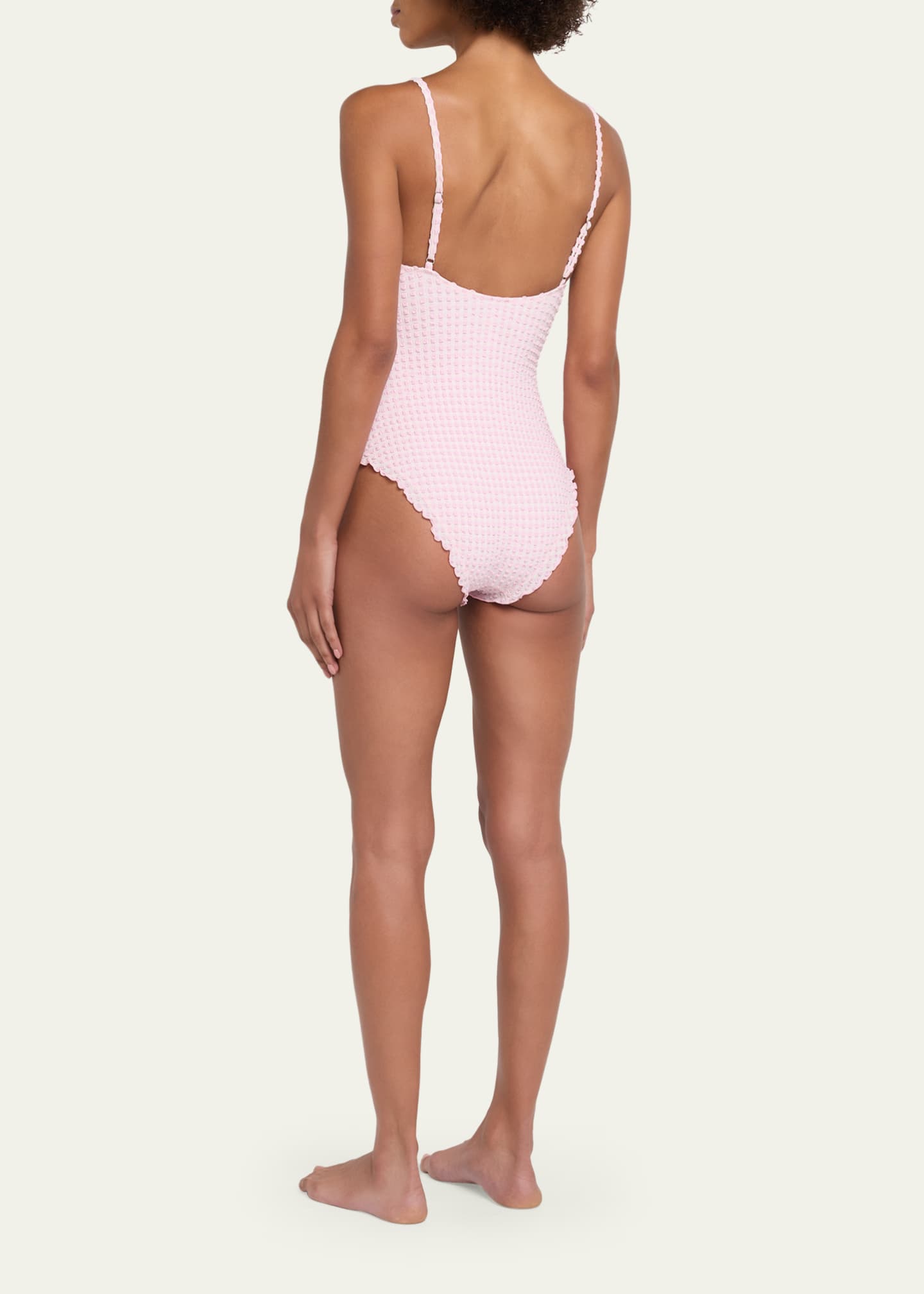 ピンキーMonamour モナム Back open bathing SIMKHAI Suni Textured Gingham One-Piece Swimsuit - Bergdorf Goodman