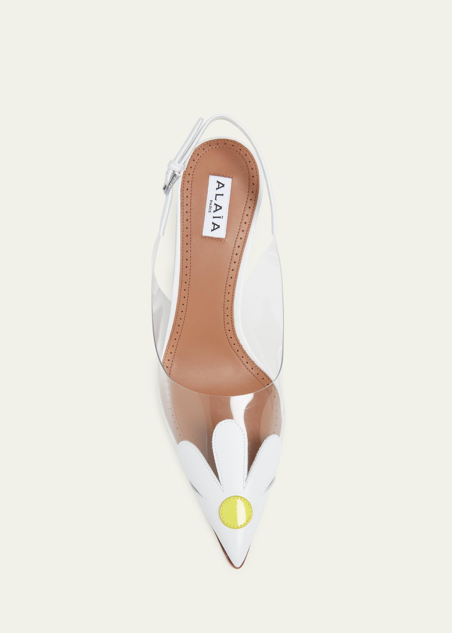 ALAÏA 90mm Bloom Transparent Slingback Pumps - Bergdorf Goodman