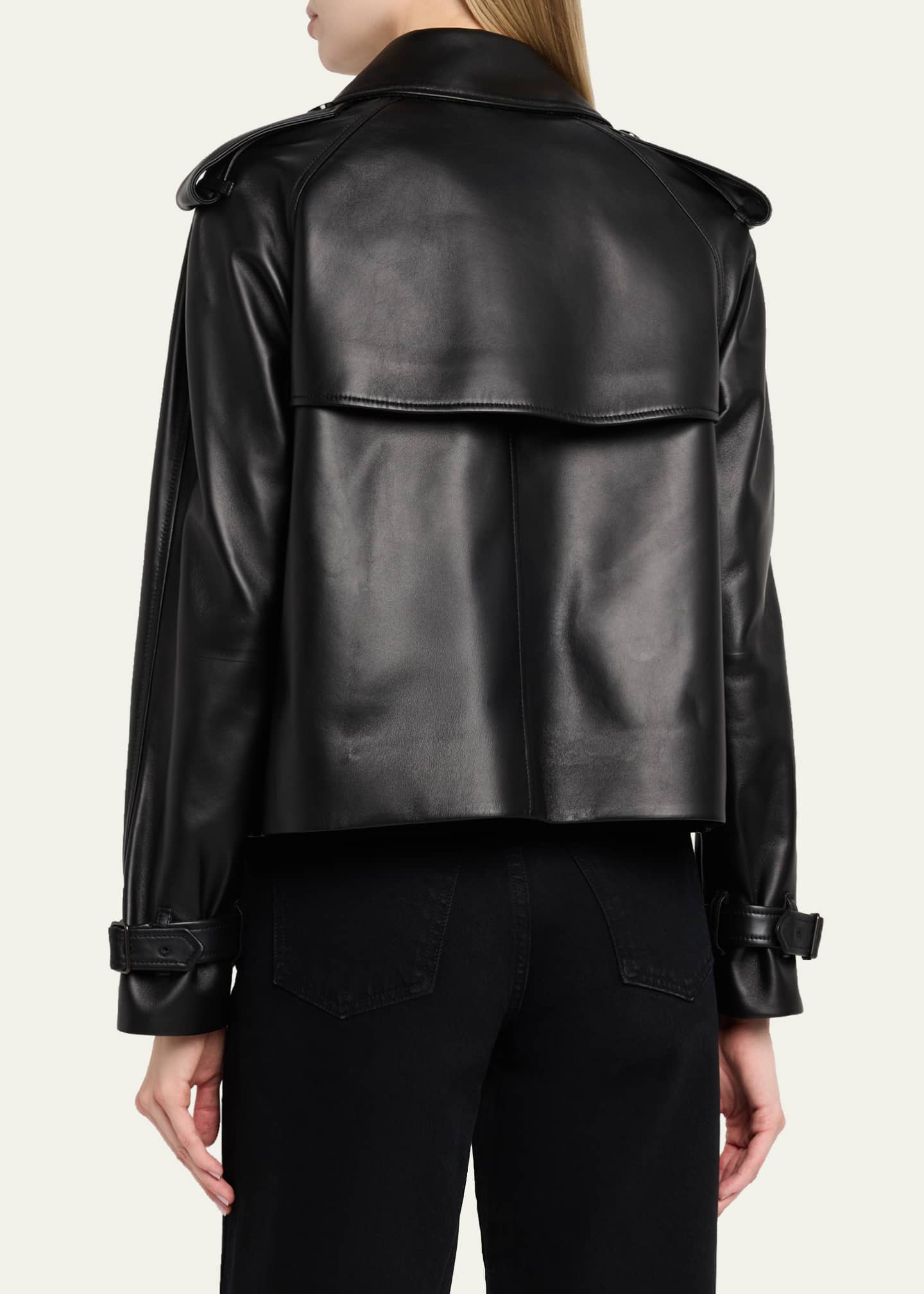 Burberry Cropped Leather Mayfair Trench Jacket - Bergdorf Goodman