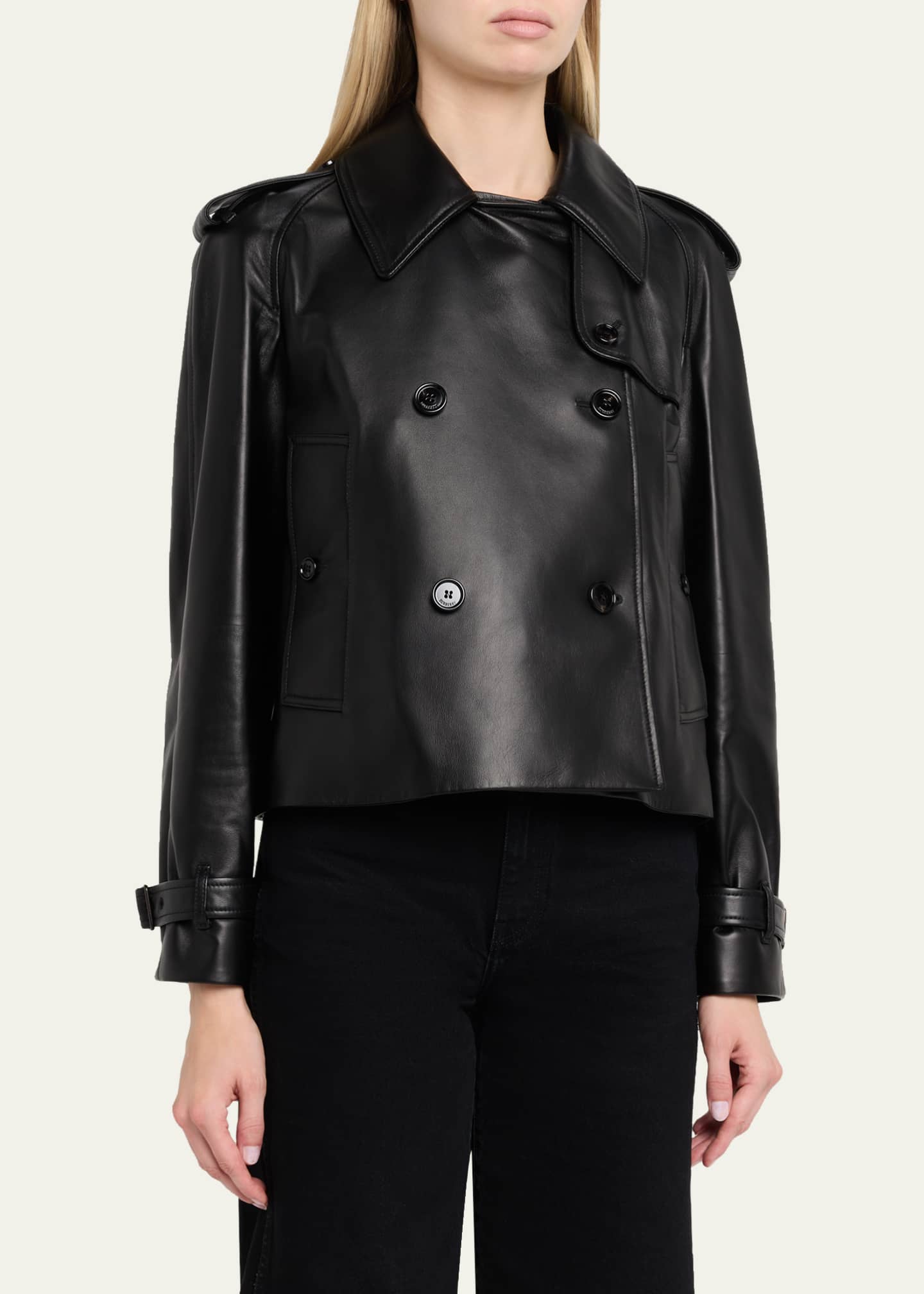 Burberry Cropped Leather Mayfair Trench Jacket - Bergdorf Goodman