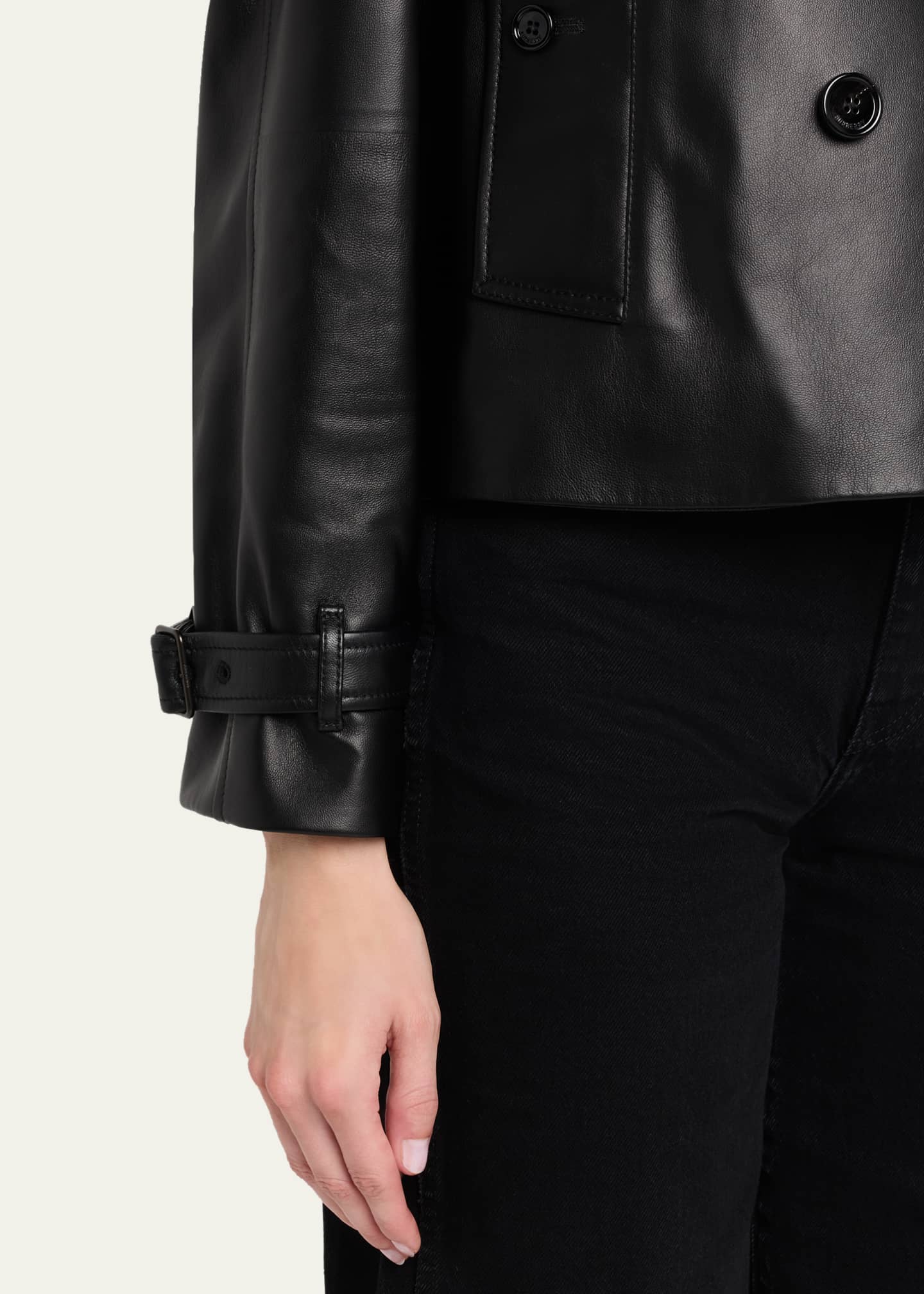 Burberry Cropped Leather Mayfair Trench Jacket - Bergdorf Goodman