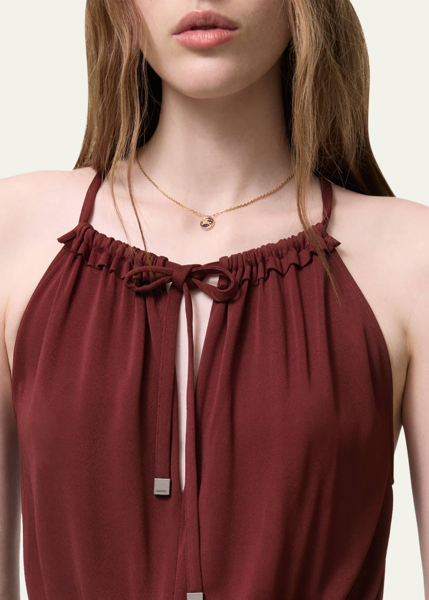 drawstring halter maxi dress Zivah Women's Casual Vacation Drawstring Halter Backless High Split Flared Maxi  Dress, Retro Style, Suitable For Summer