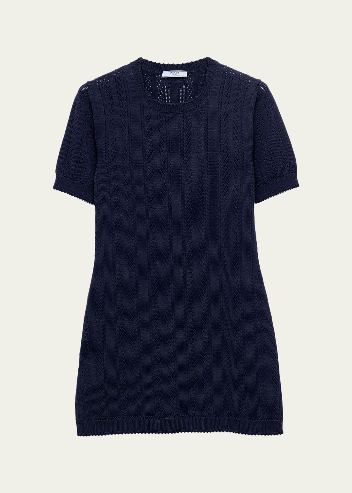 prada cotton mini dress Prada Women's Openwork Cotton Mini-Dress - Blue
