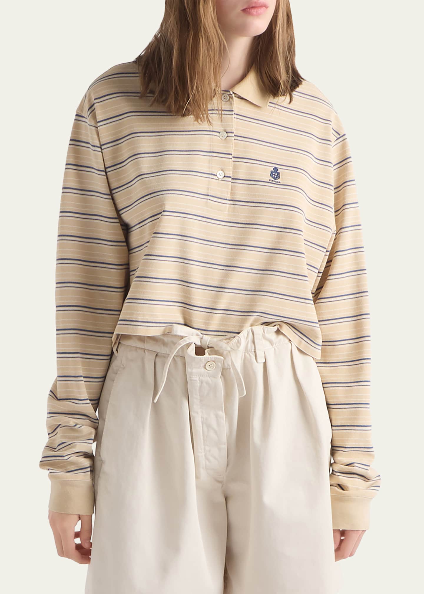 Prada Striped Pique Polo Shirt - Bergdorf Goodman