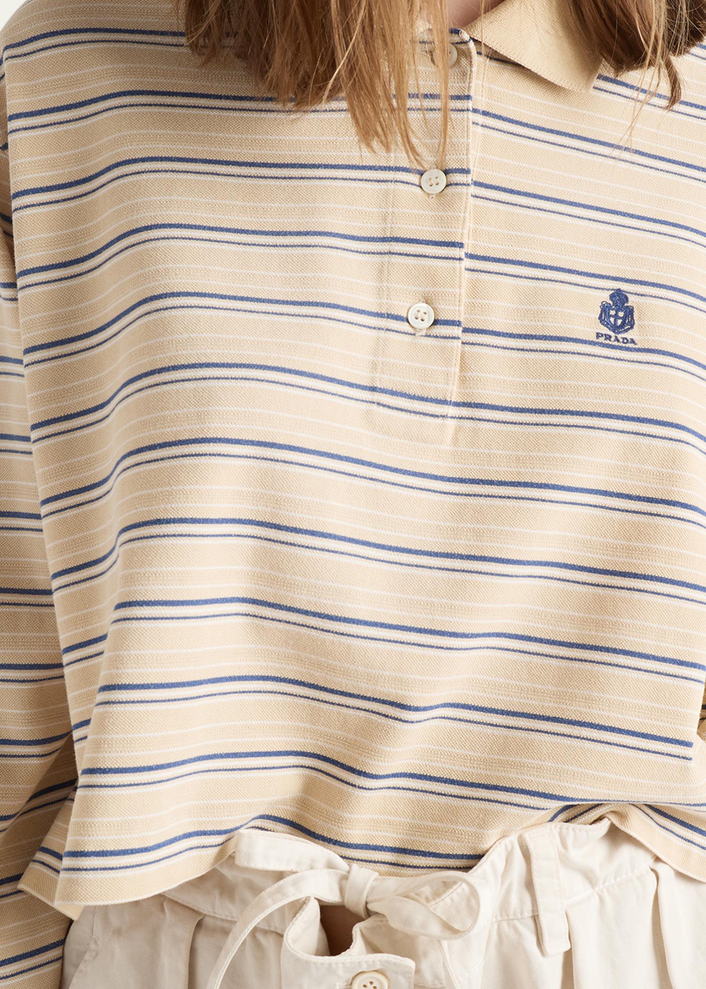 Prada Striped Pique Polo Shirt - Bergdorf Goodman