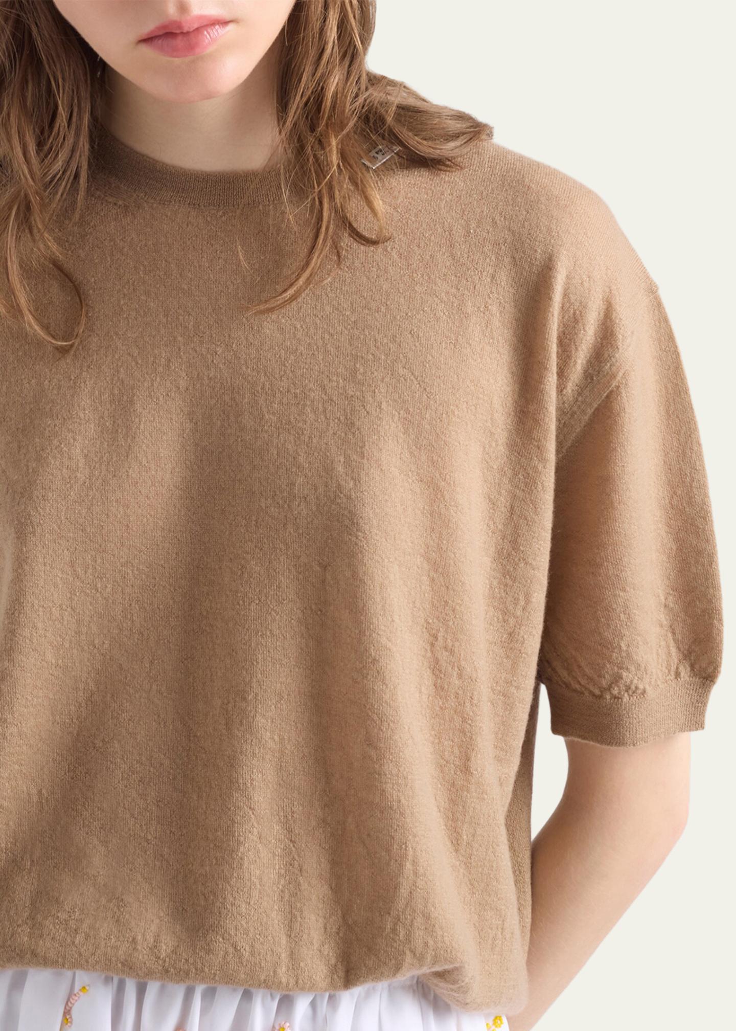 Prada Cashmere Short-Sleeve Crewneck Sweater - Bergdorf Goodman