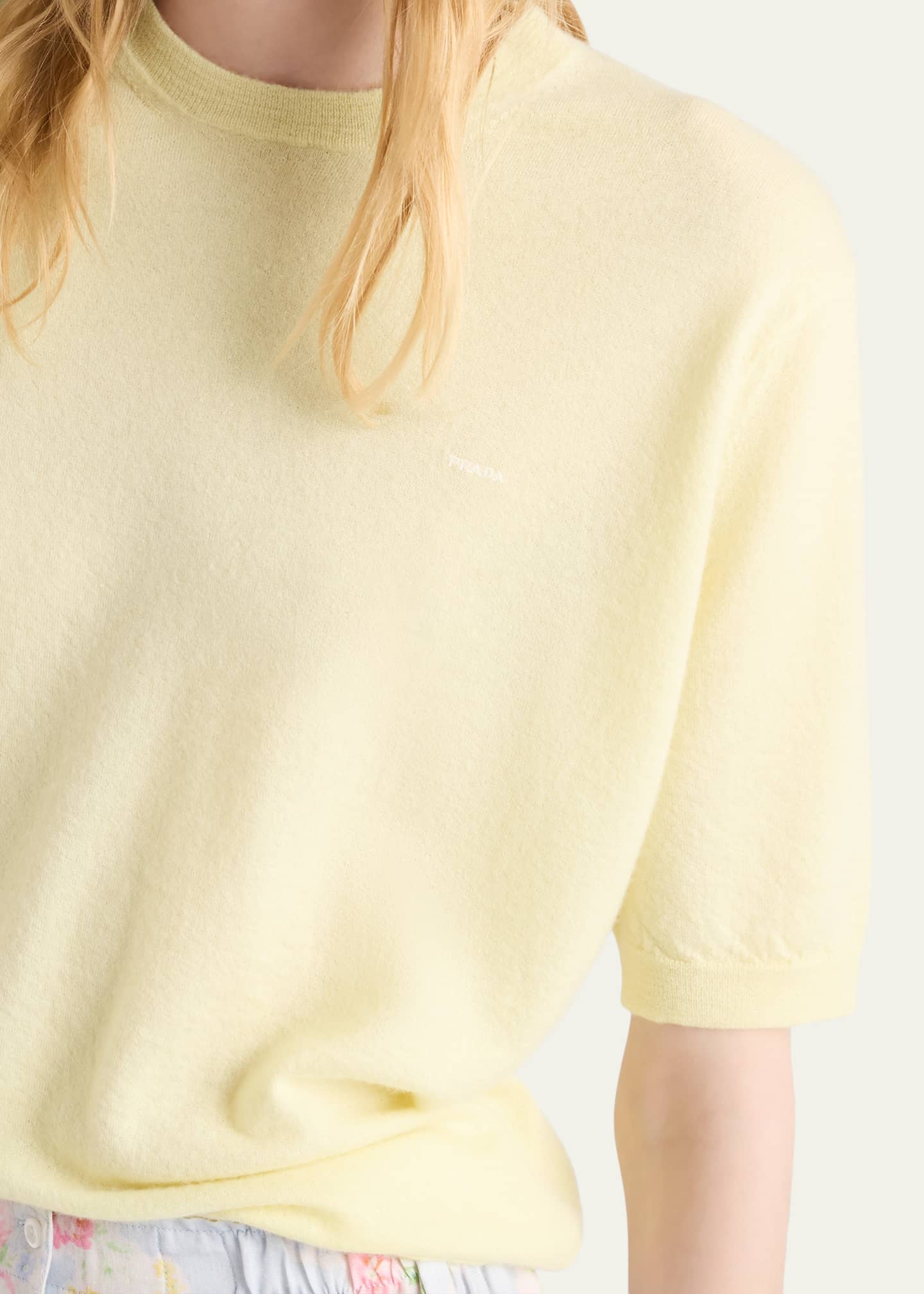 Prada Superfine Cashmere Short-Sleeve T-Shirt - Bergdorf Goodman