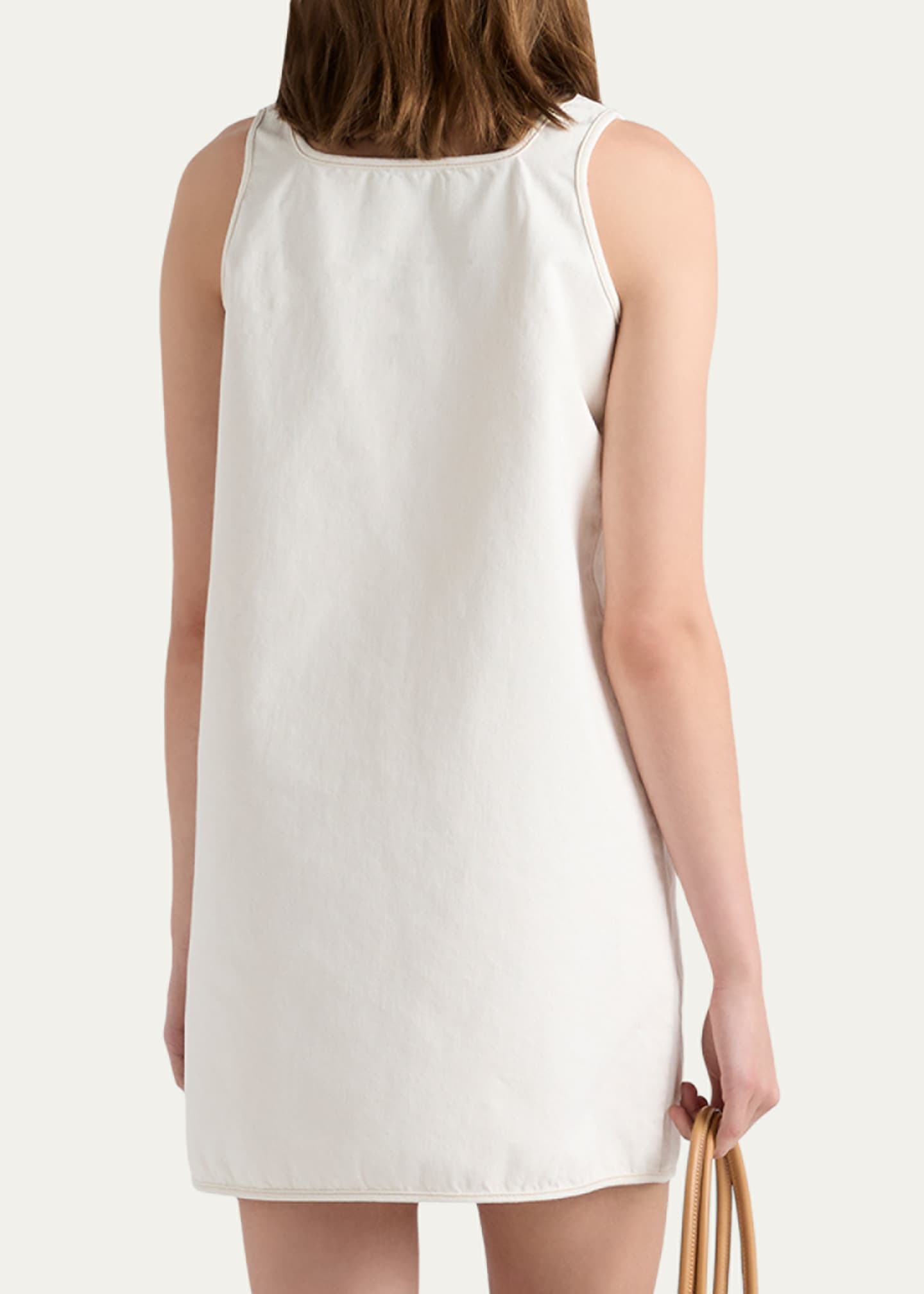 PRADA 半袖ミニワンピース ホワイト Prada Old Denim Mini Dress - Bergdorf Goodman