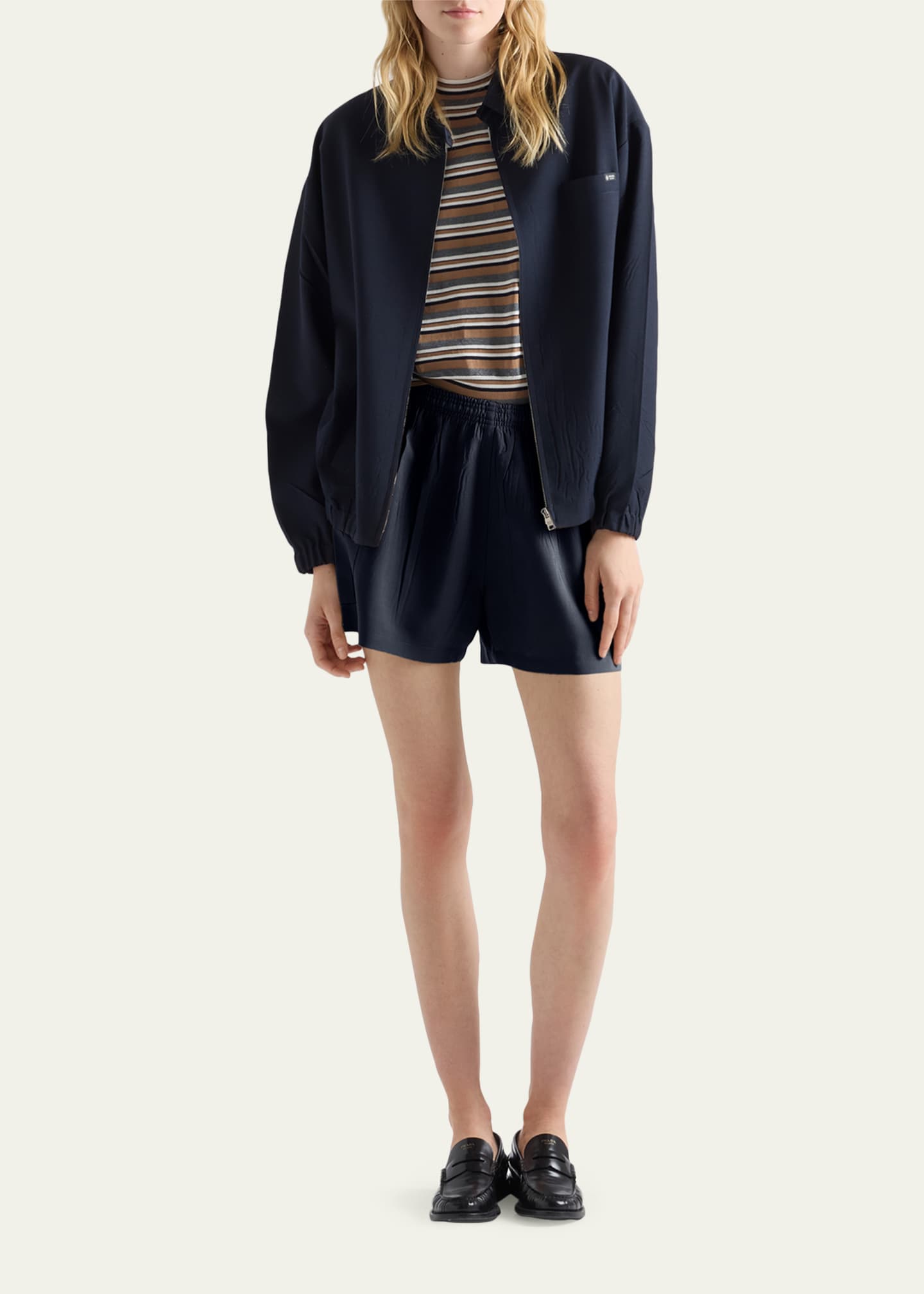 Prada Short-Sleeve Striped Jersey T-Shirt - Bergdorf Goodman