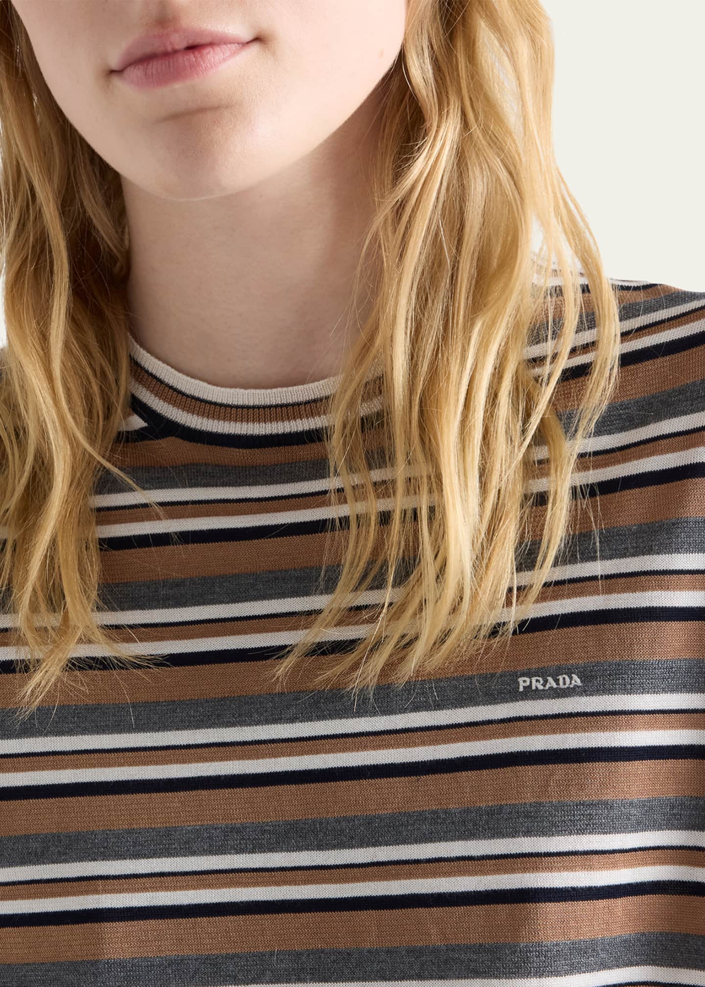 Prada Short-Sleeve Striped Jersey T-Shirt - Bergdorf Goodman