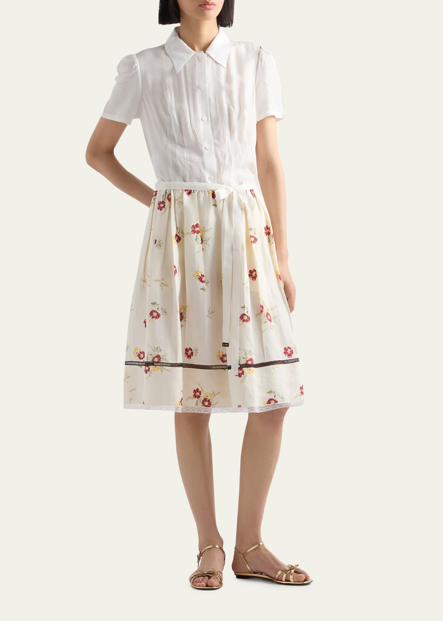 Prada Floral Print Linen Skirt - Bergdorf Goodman