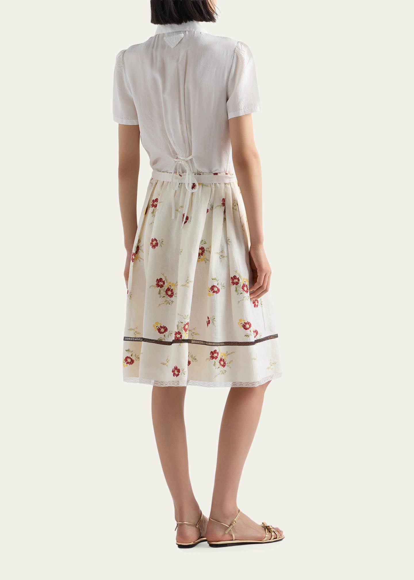 PRADA リップ柄 フレアスカート 38 ベルト付き PRADA リップ柄 フレア