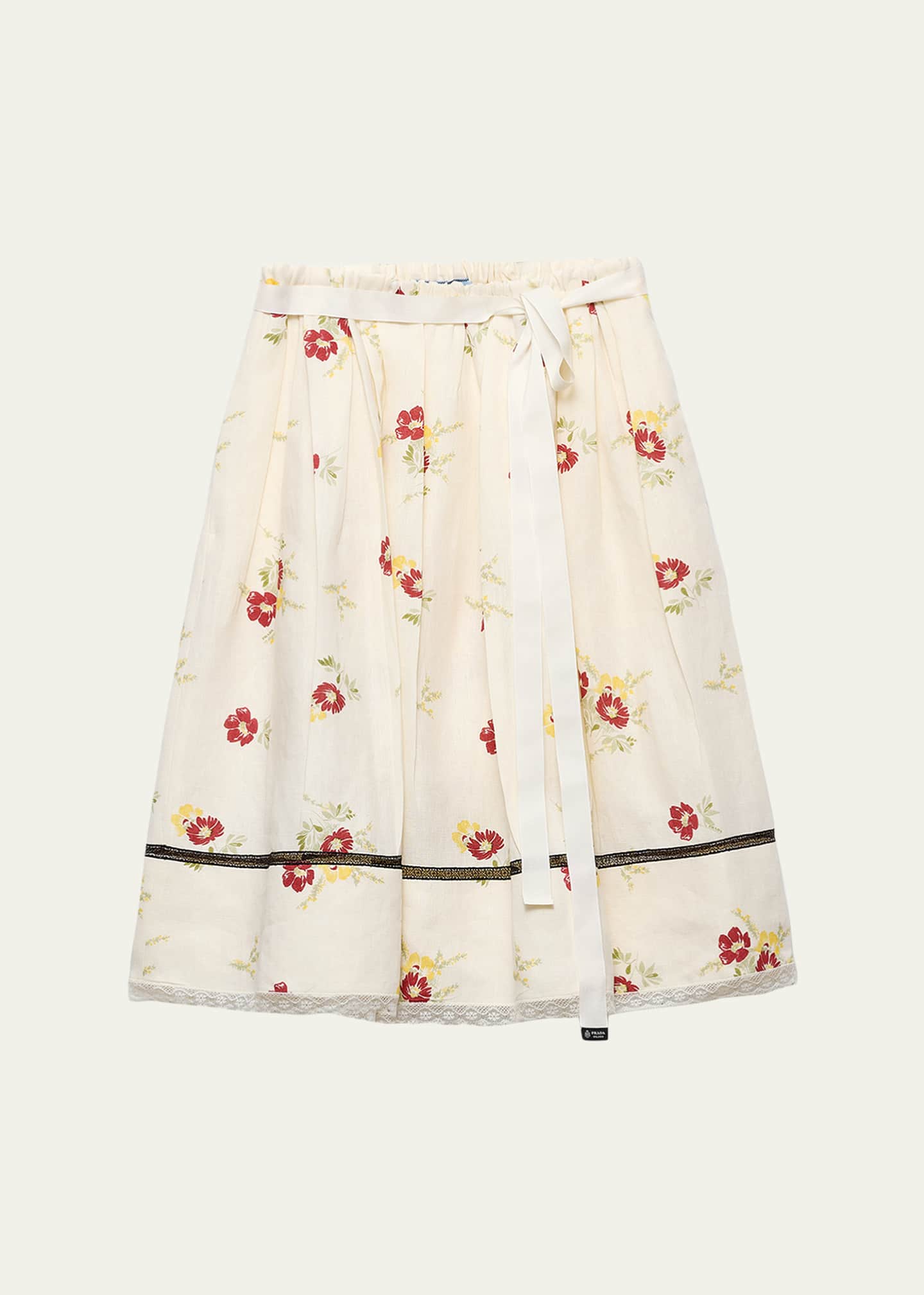 ■ 47317★年 PRADA プラダ スカート フルーツ柄 タイト Prada Floral Print Linen Skirt - Bergdorf Goodman