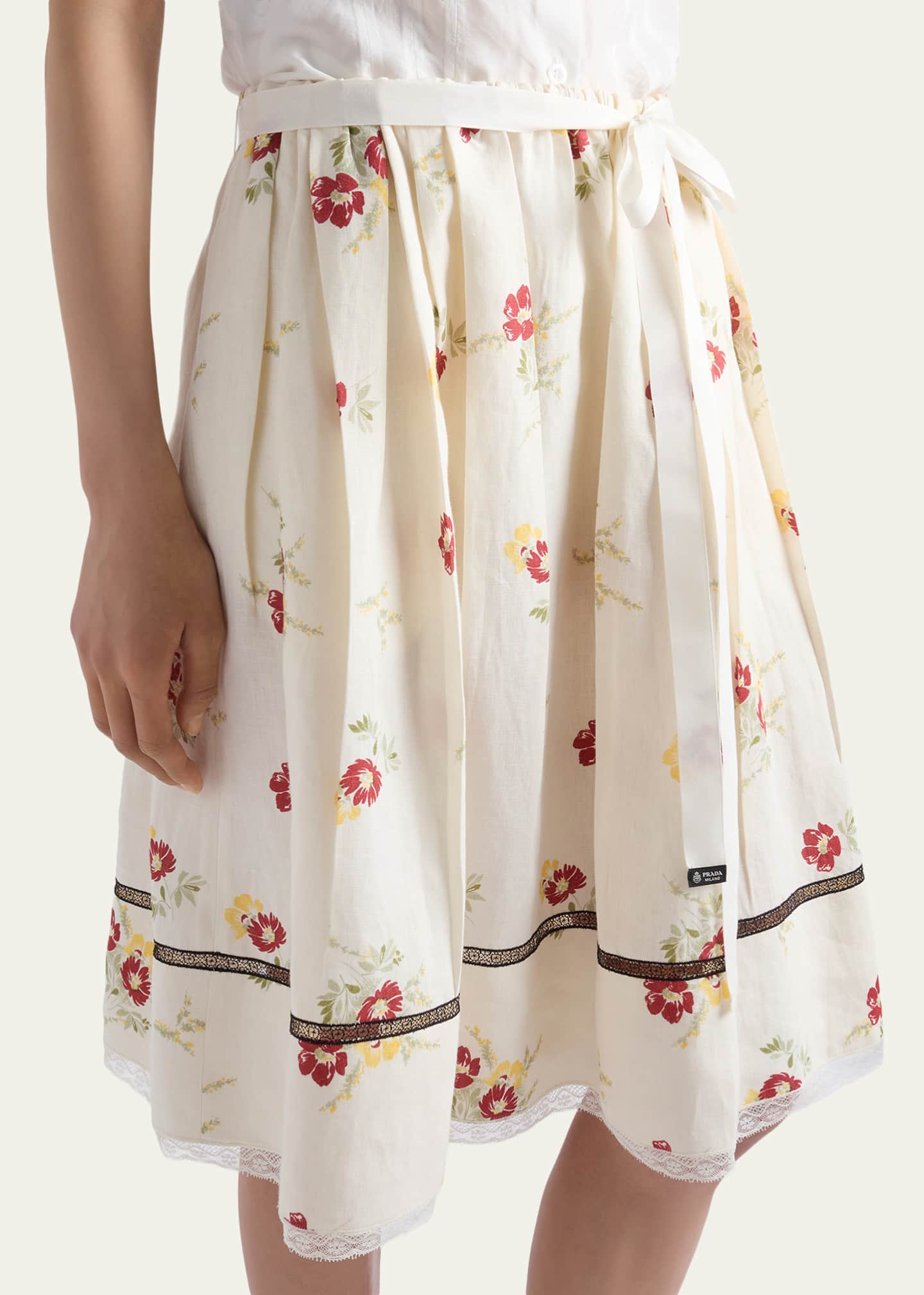 Prada Floral Print Linen Skirt - Bergdorf Goodman