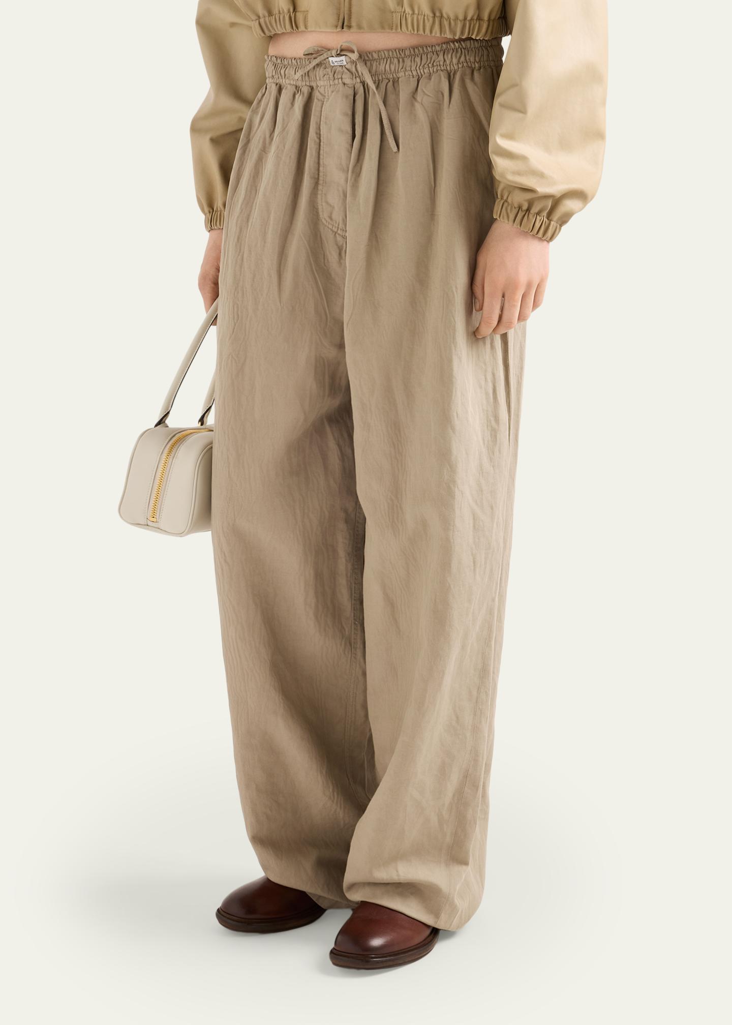 Prada Drawstring Cotton-Linen Pants - Bergdorf Goodman