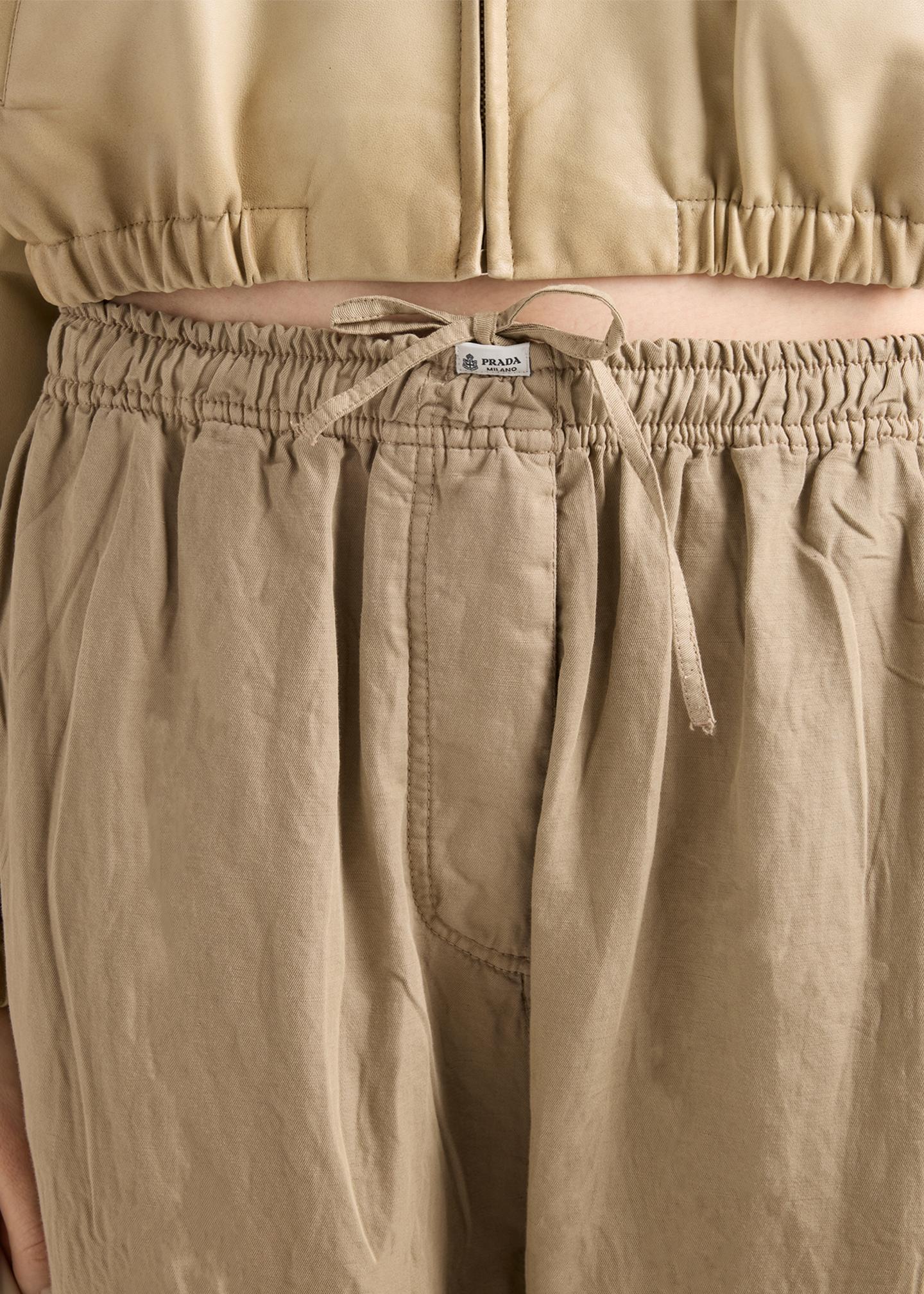 Prada Drawstring Cotton-Linen Pants - Bergdorf Goodman