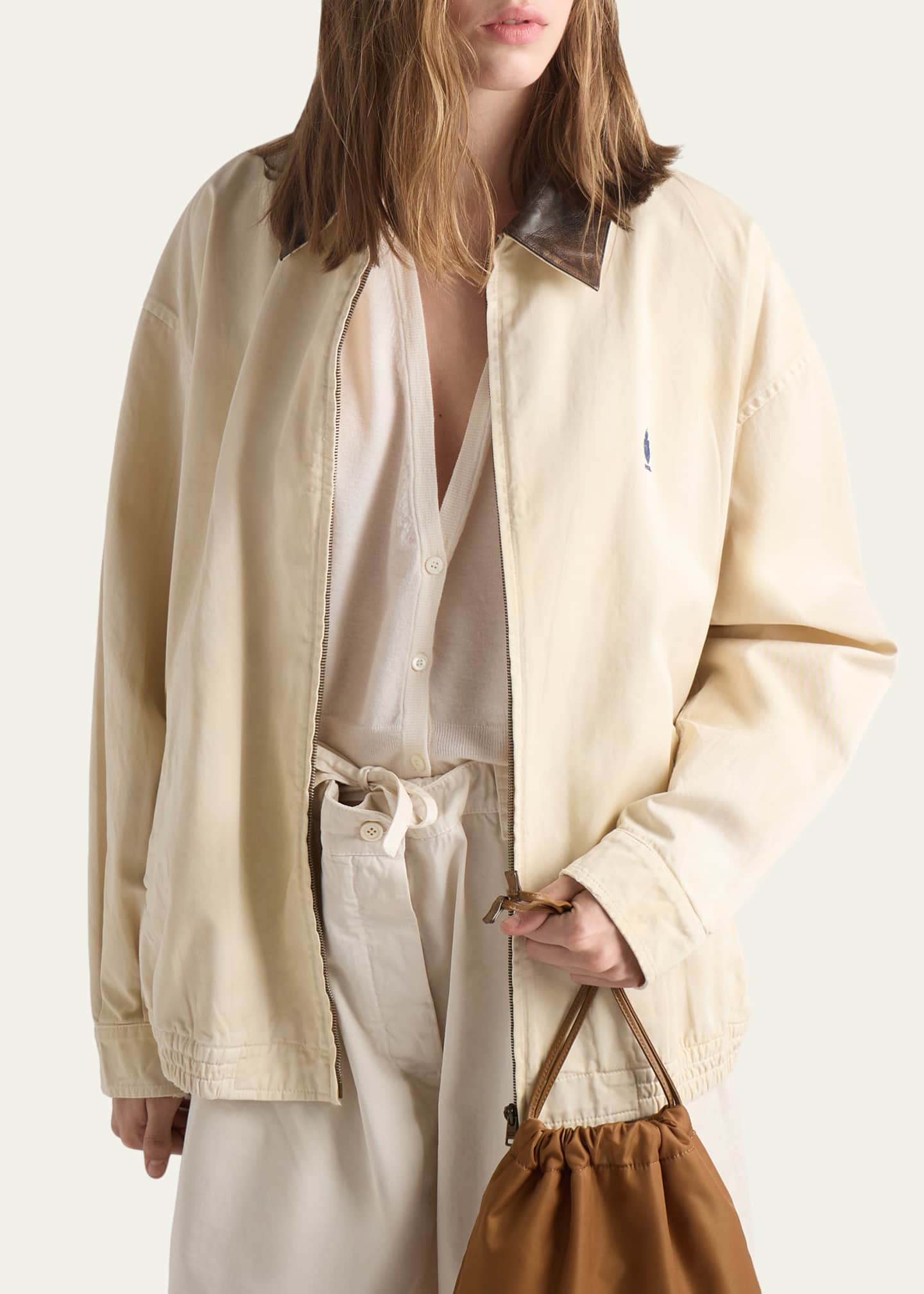 Prada Embroidered Old Gabardine Blouson Jacket - Bergdorf Goodman