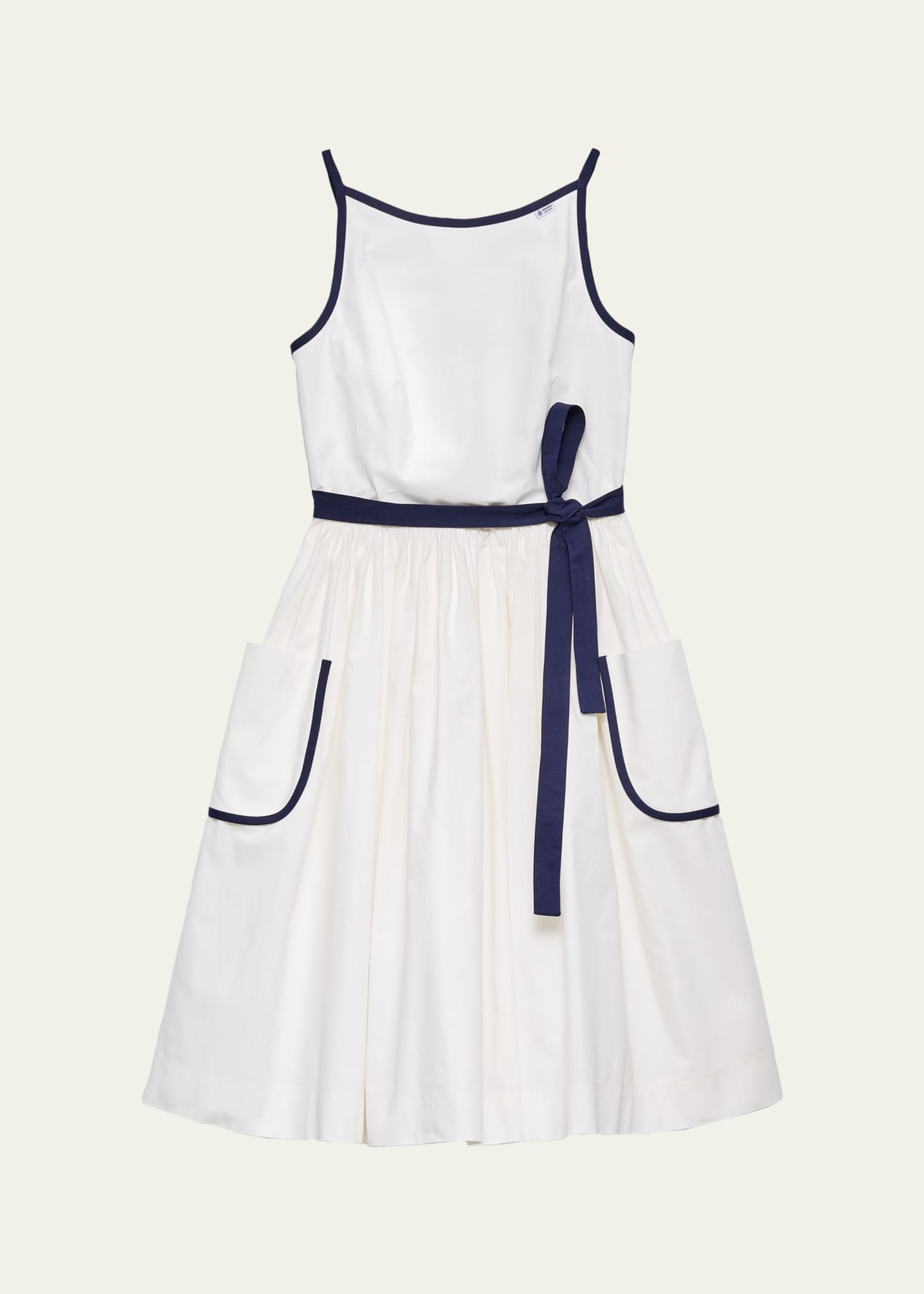 prada beach dress NEW PRADA Intarsia Poplin Fit-and-Flare Day Dress IT 40