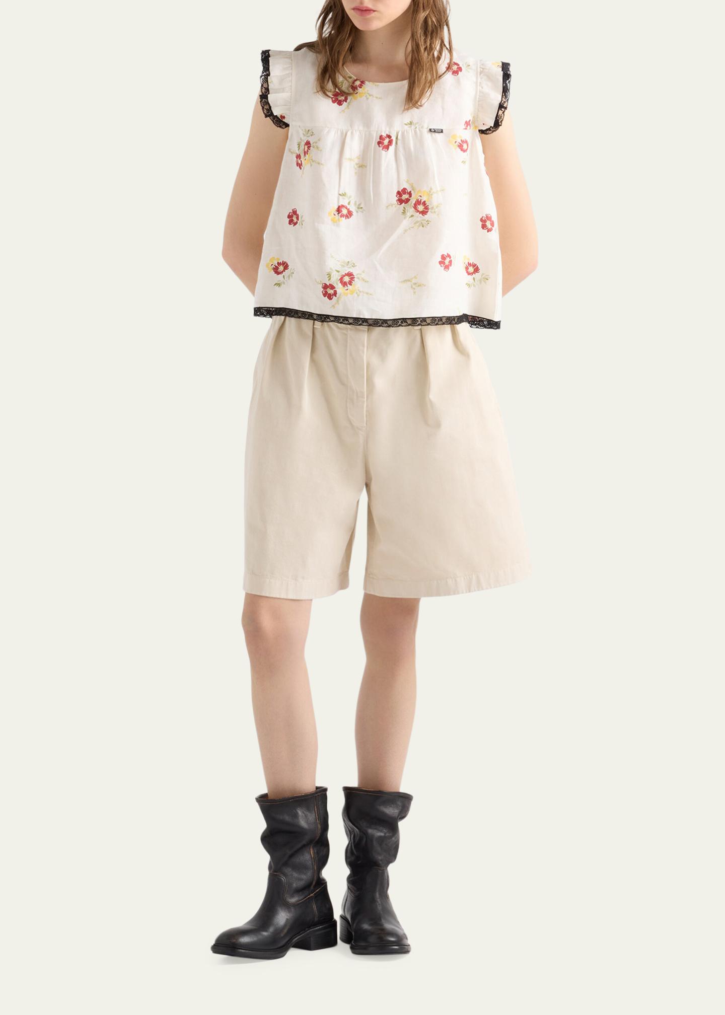 Prada Pleated Cotton Twill Bermuda Shorts - Bergdorf Goodman