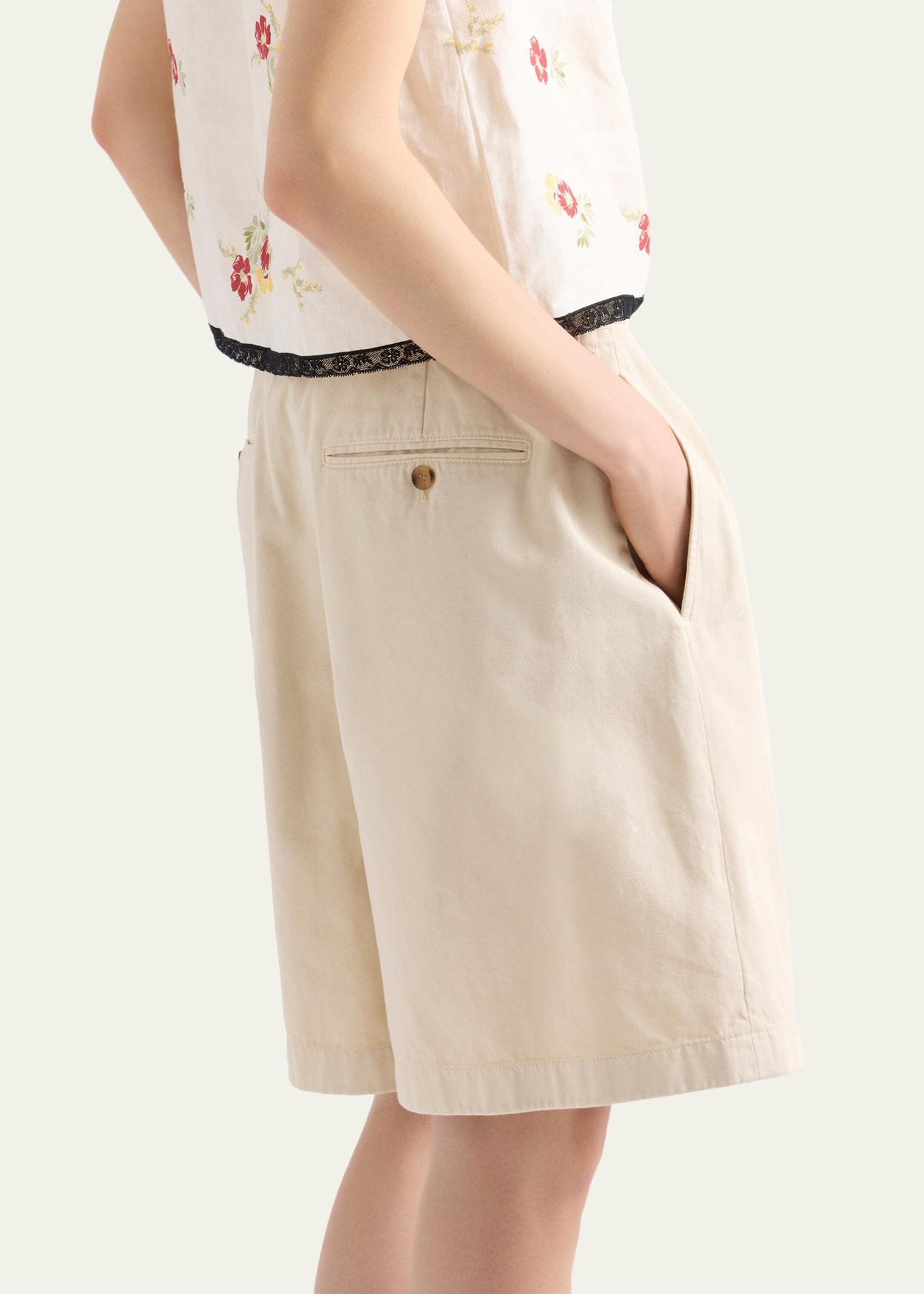 Prada Pleated Cotton Twill Bermuda Shorts - Bergdorf Goodman