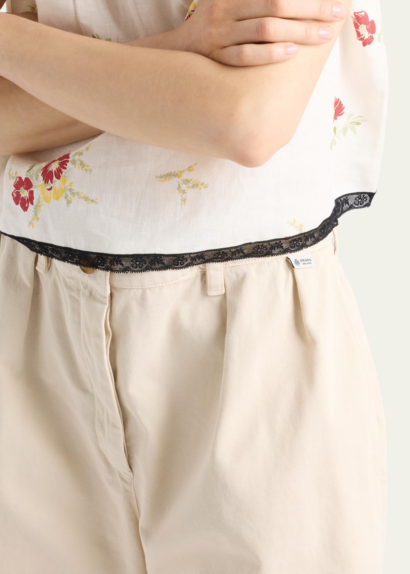 Prada Pleated Cotton Twill Bermuda Shorts - Bergdorf Goodman