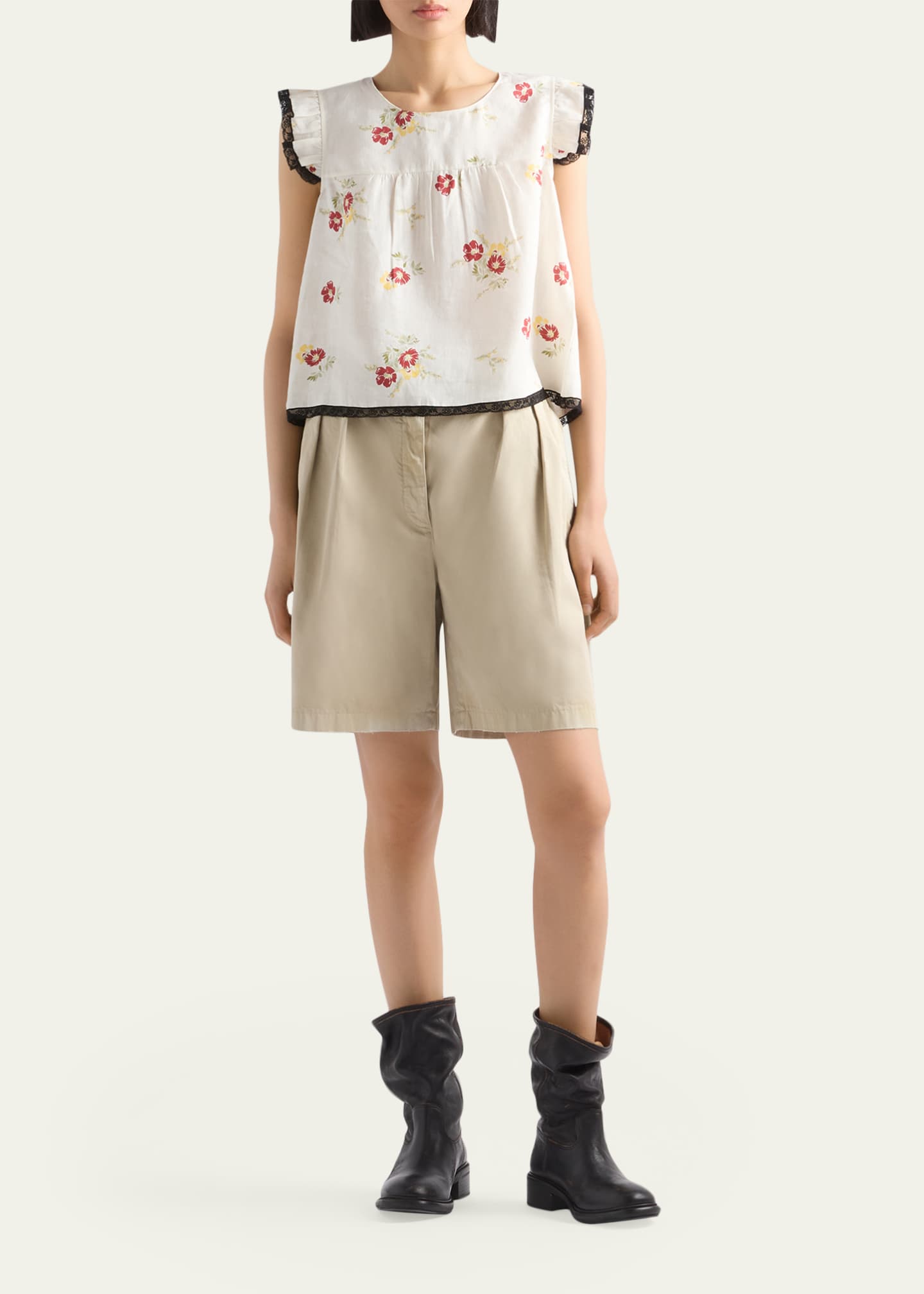 Prada Floral Linen Top - Bergdorf Goodman