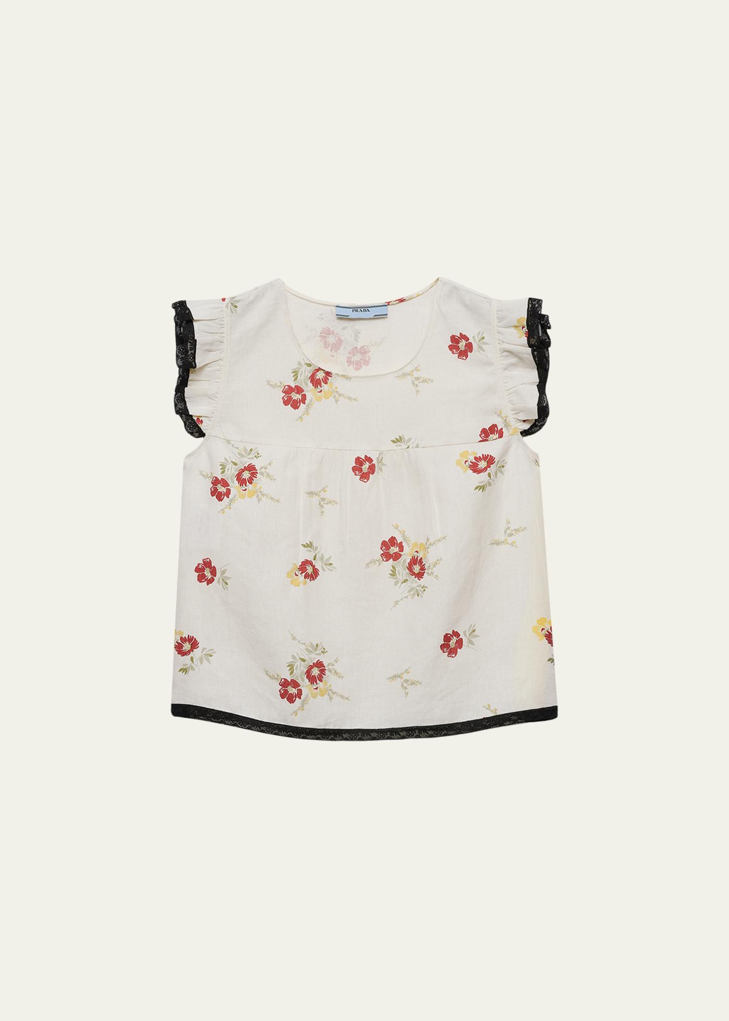 Prada Floral Linen Top - Bergdorf Goodman