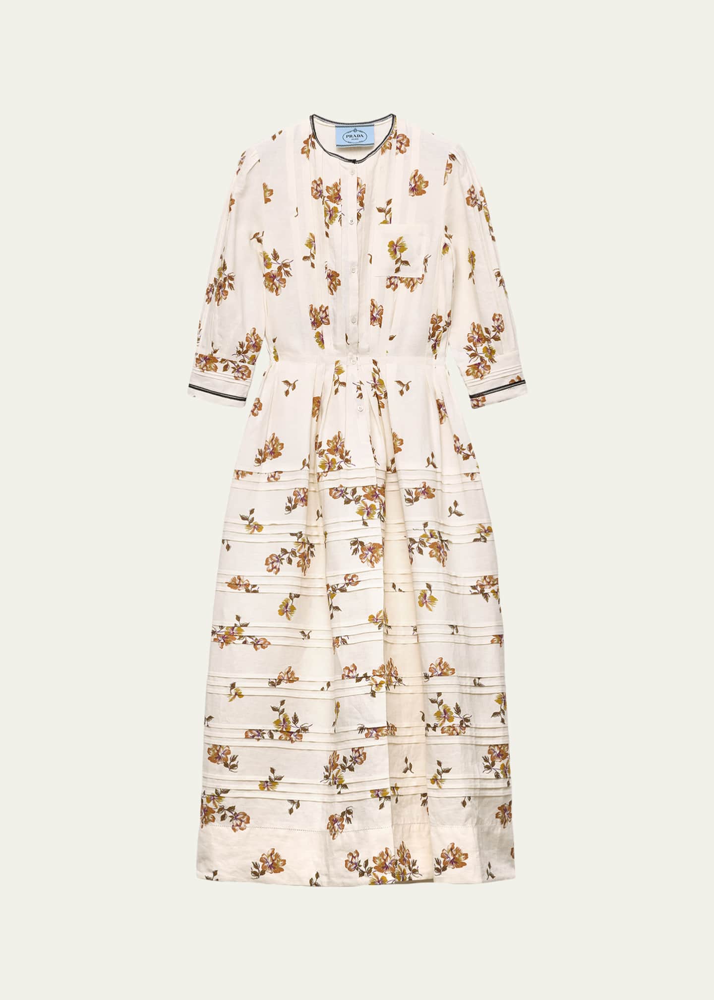 Prada Long Printed Linen Dress - Bergdorf Goodman