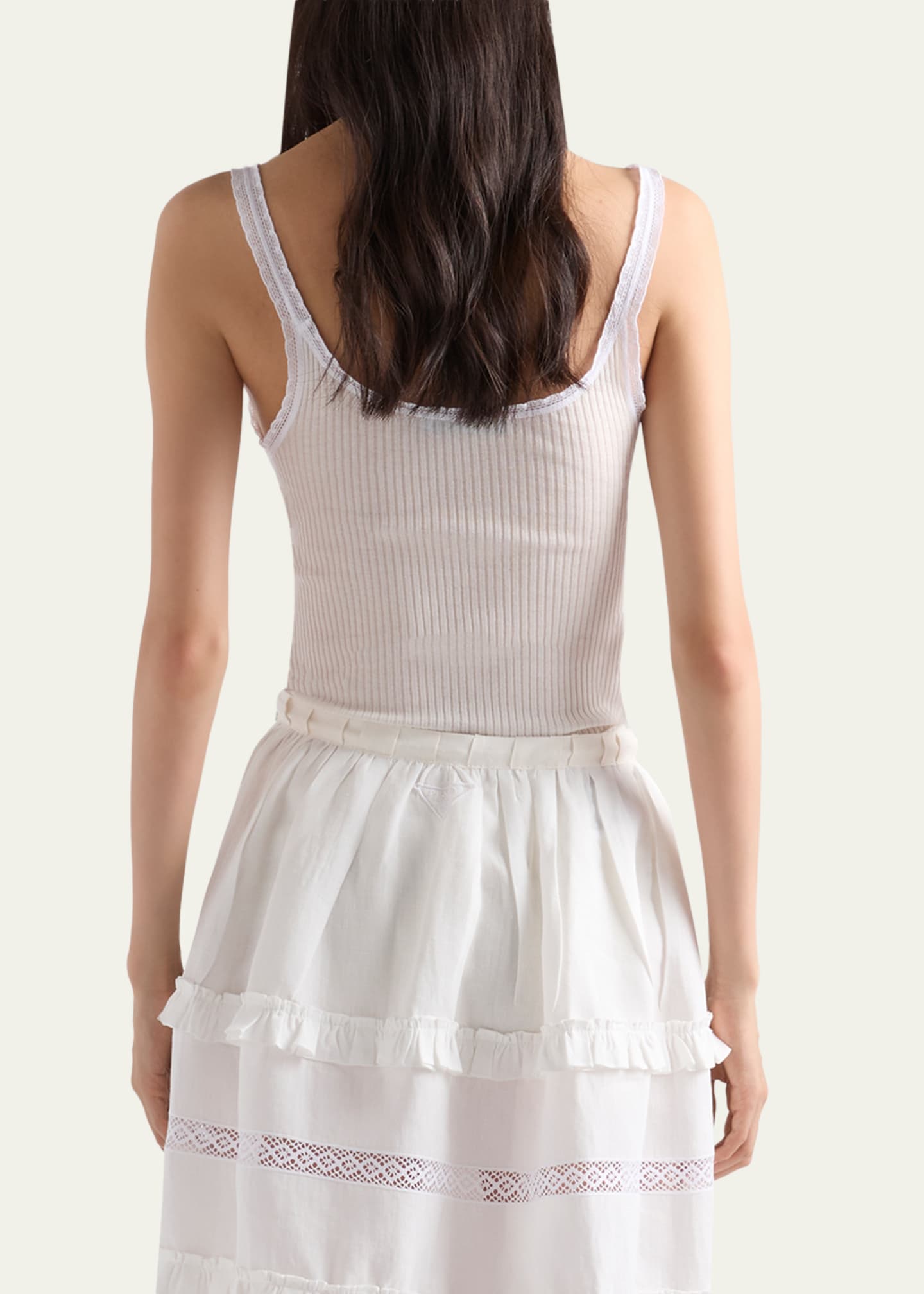Prada Ribbed Cotton Tank Top - Bergdorf Goodman