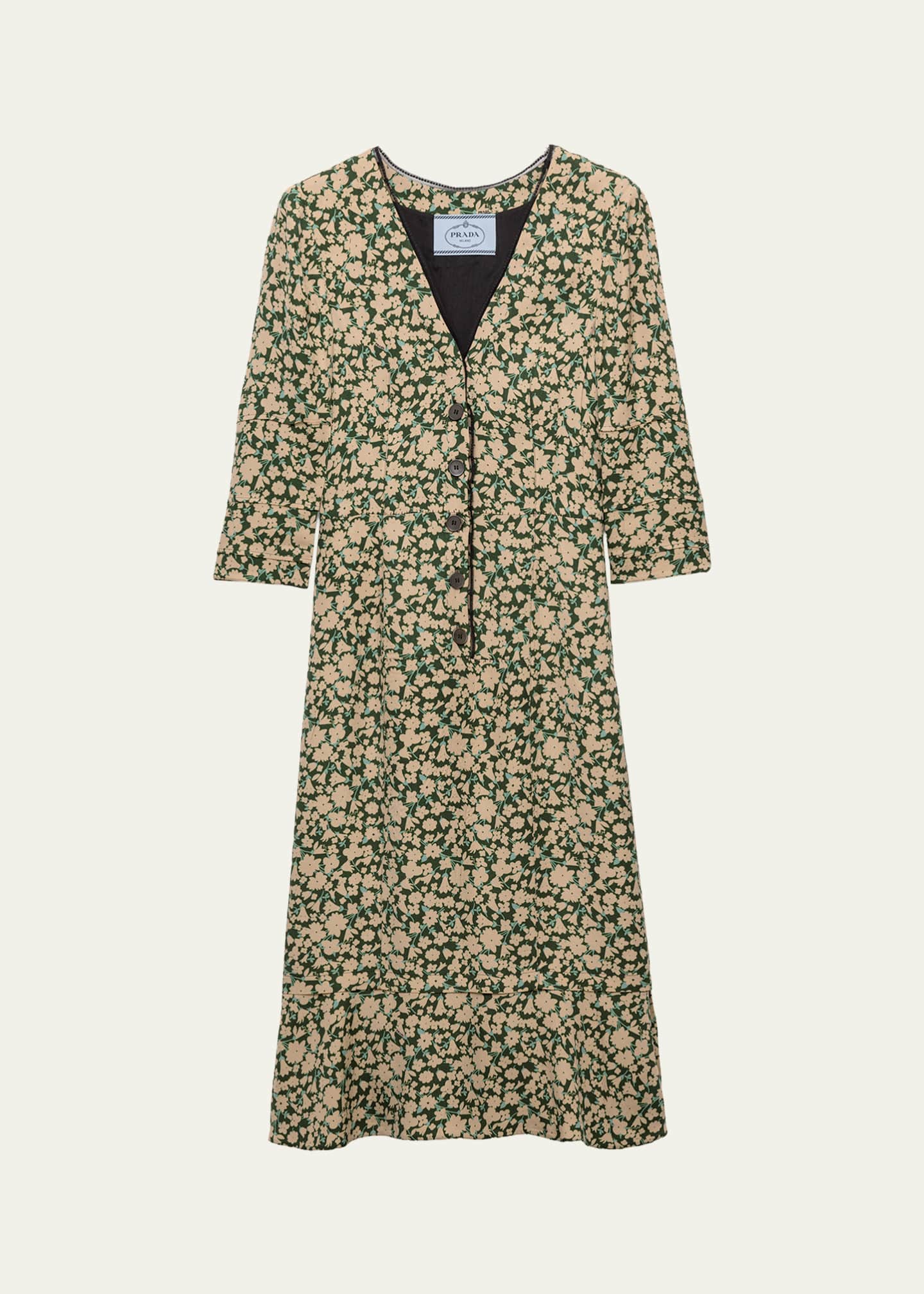 prada midi dress Prada Sable Floral Midi Dress