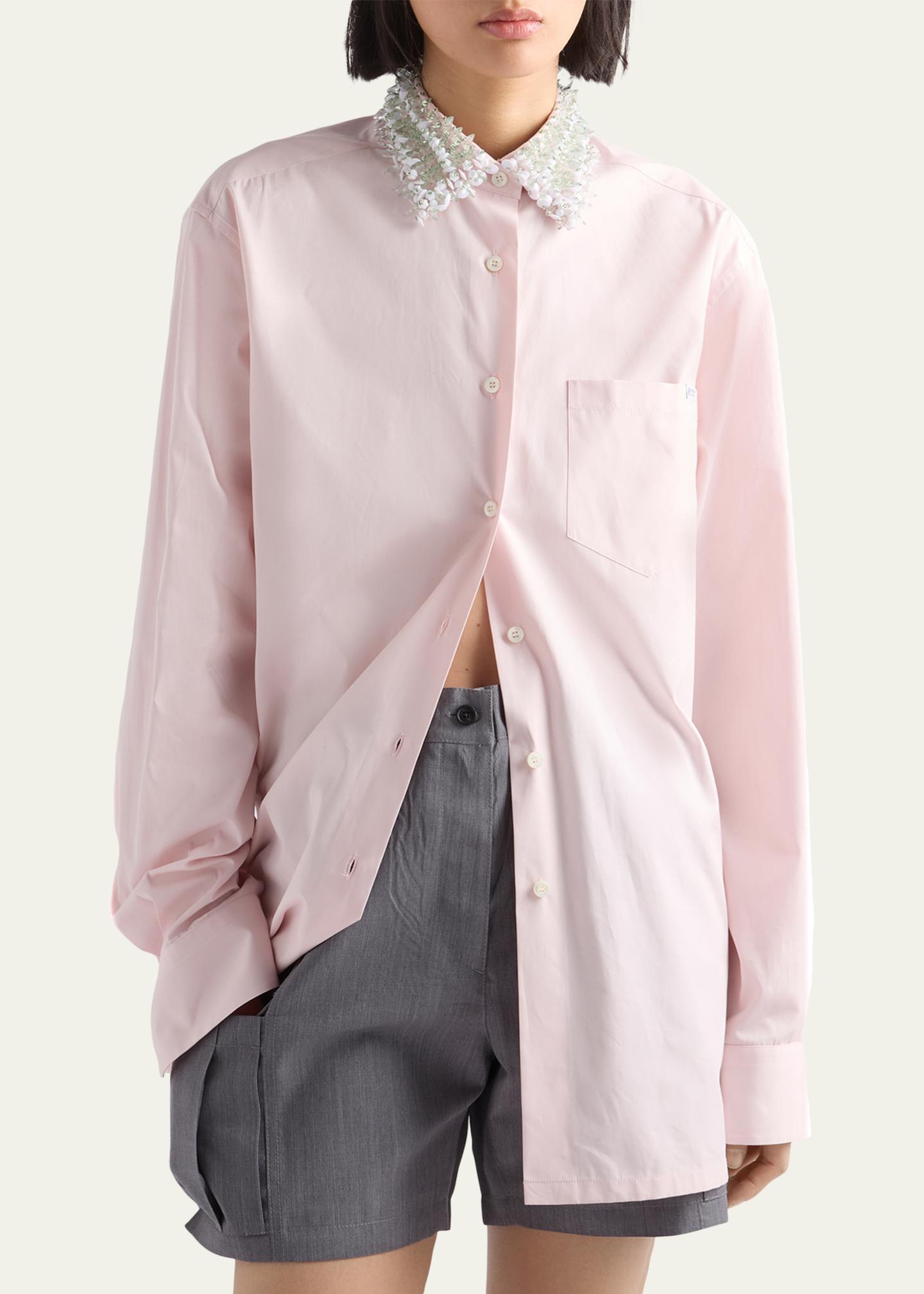 Prada Embroidered Poplin Shirt - Bergdorf Goodman